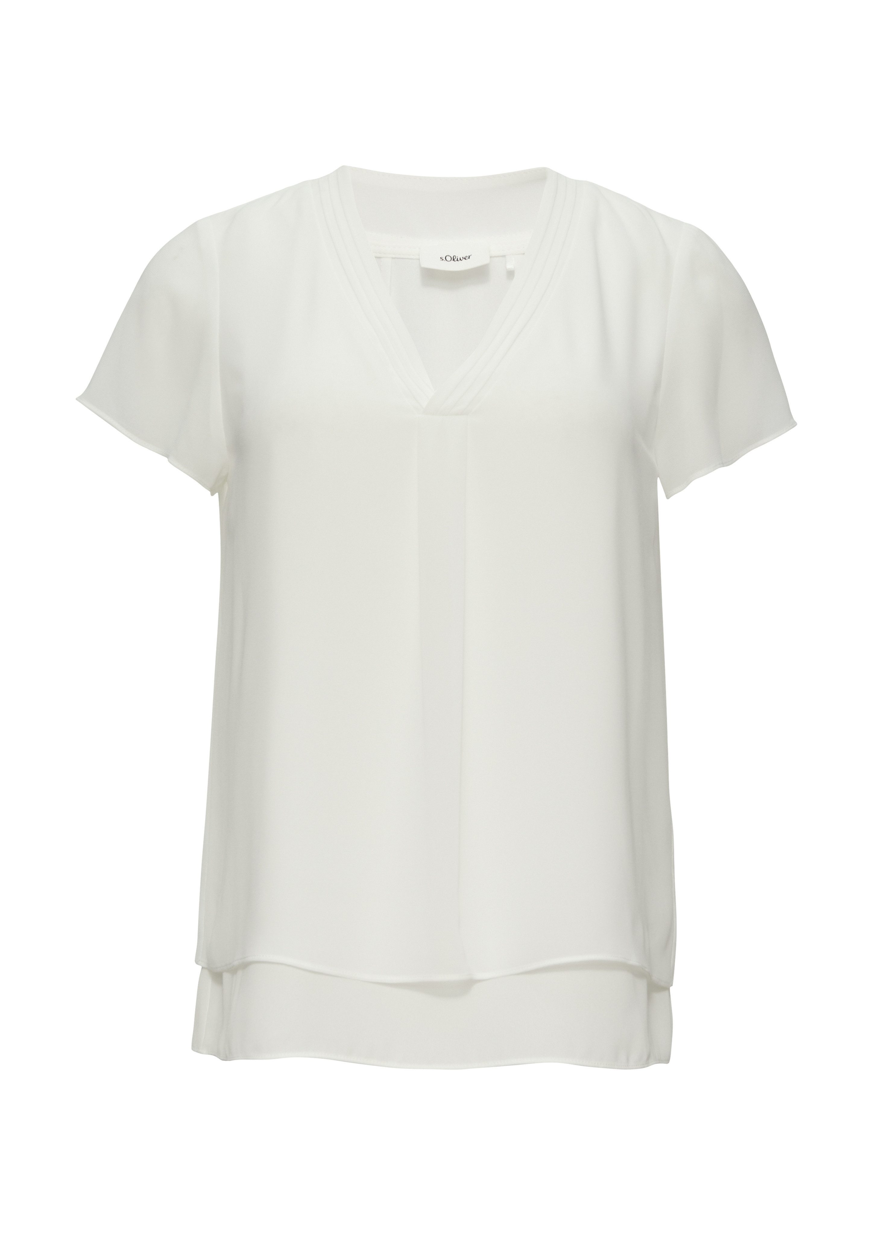 s.Oliver BLACK LABEL Shirtblouse in dubbel-laag-look en met v-halslijn