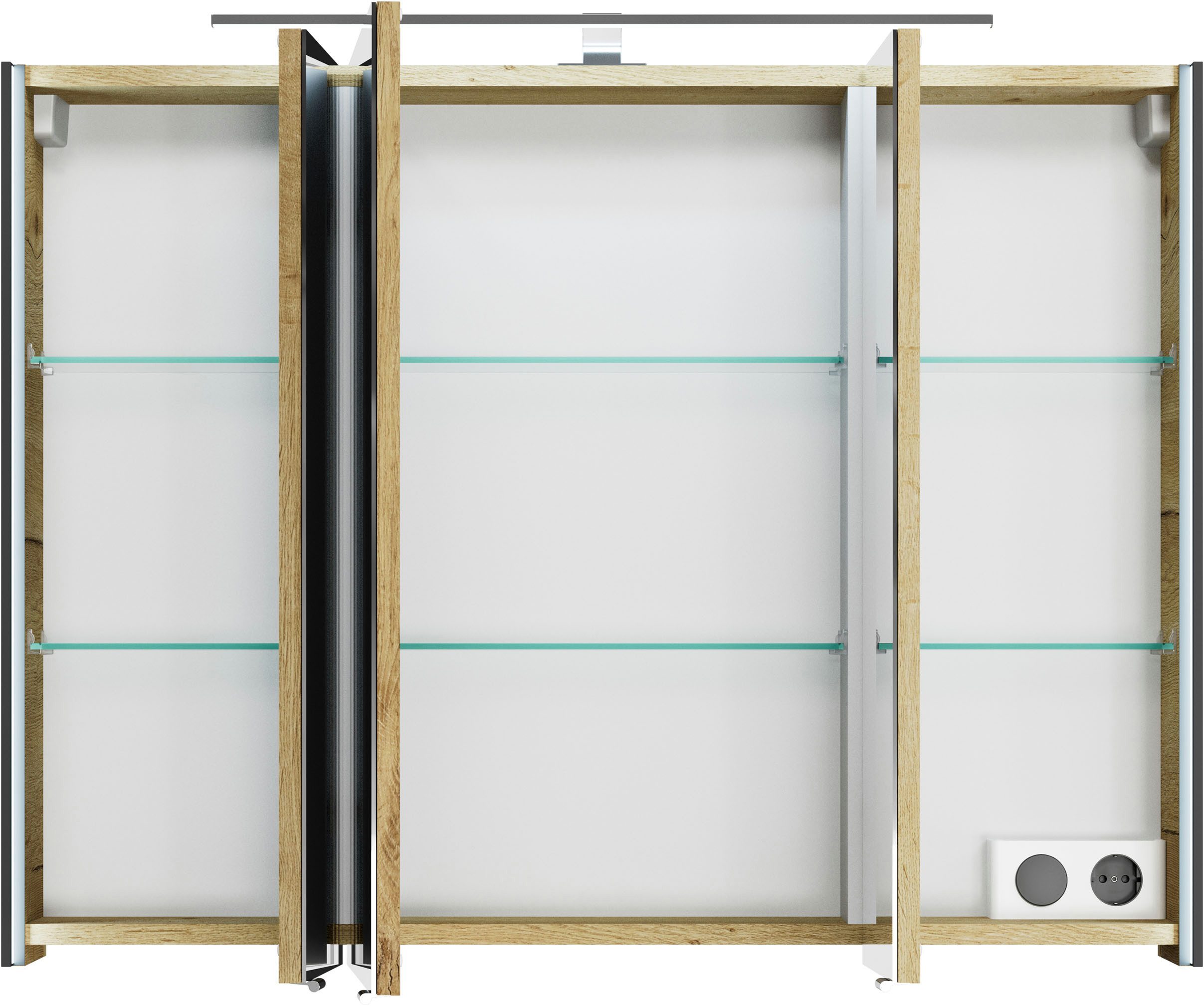 Saphir Badmeubelset Serie 7045 2-delig, mineraalmarmeren wastafel met led-spiegelkast (set, 2 stuks)
