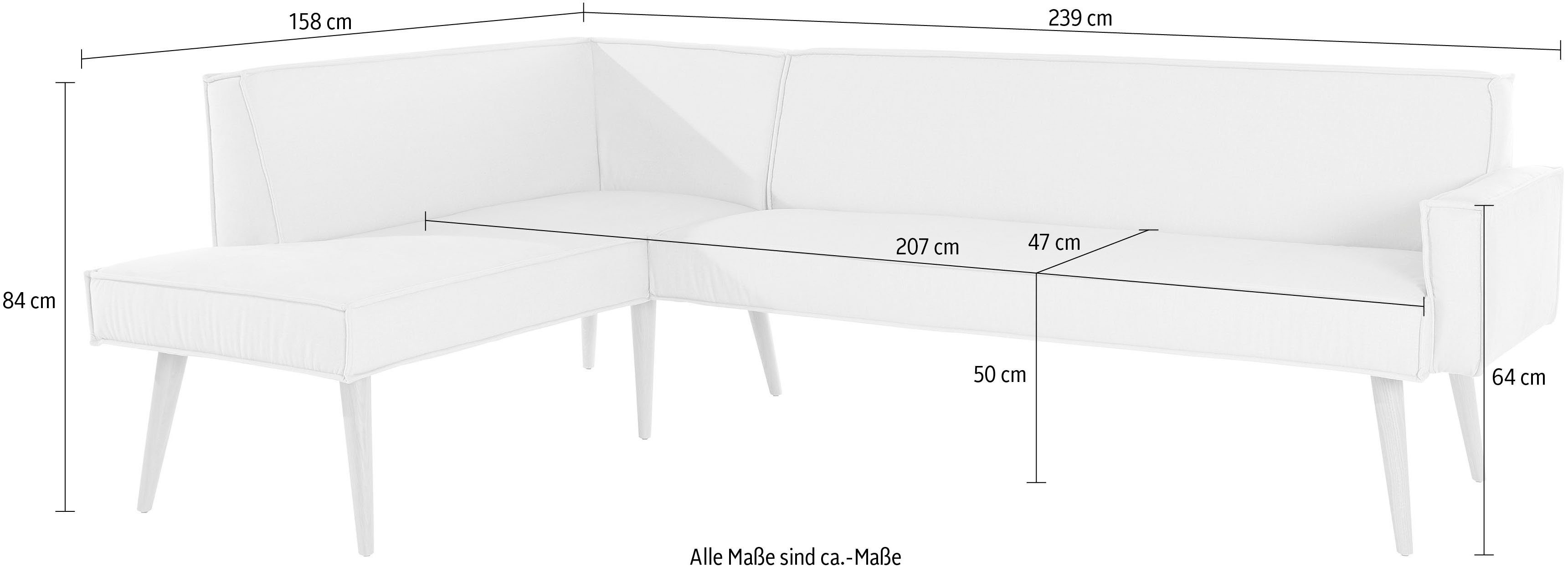 exxpo - sofa fashion Hoekbank Lungo, moderne paspelnaad, comfortabel en elegant, hoge houten voet