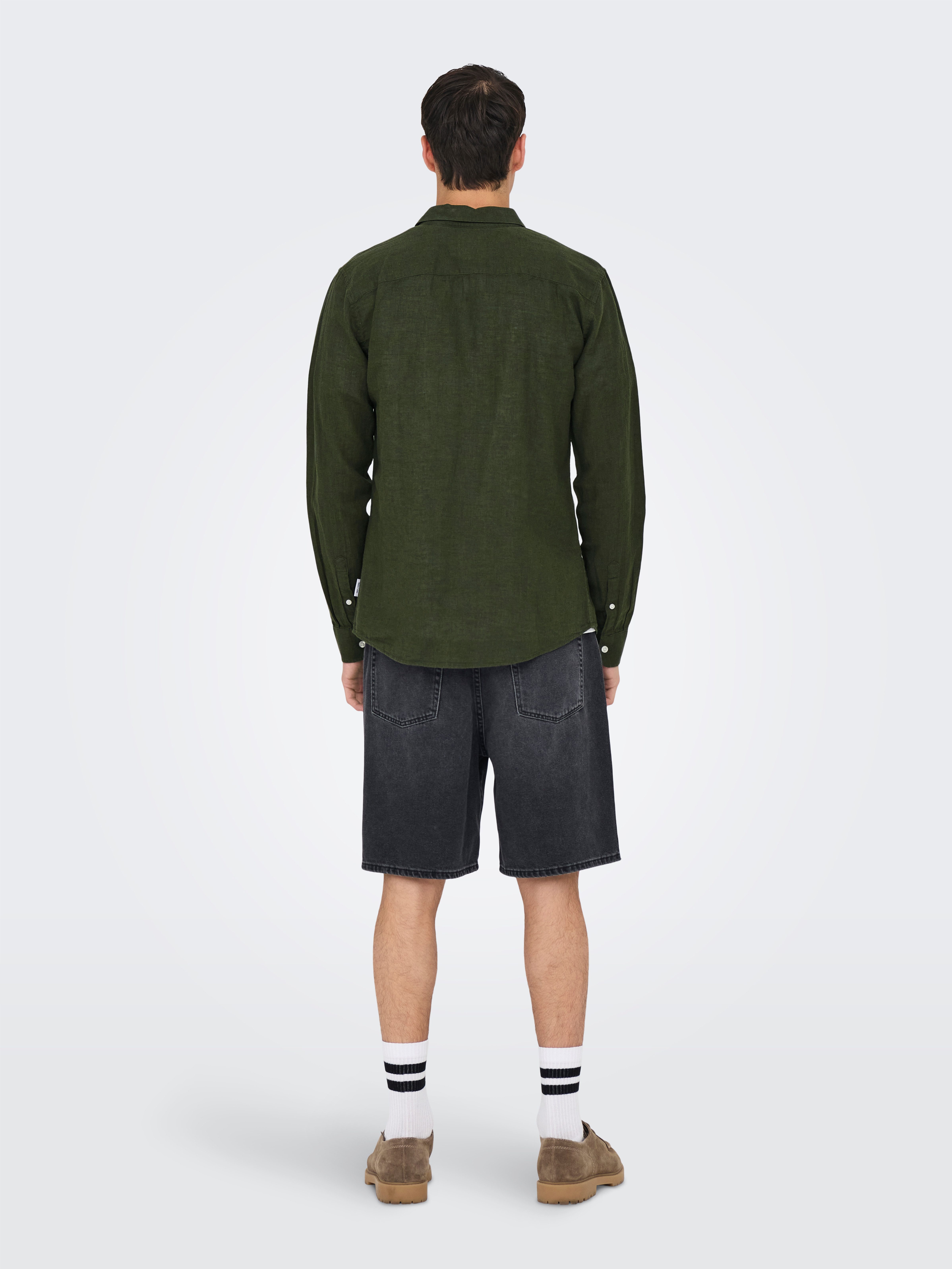 ONLY & SONS Overhemd met lange mouwen ONSCAIDEN LS SOLID LINEN SHIRT NOOS