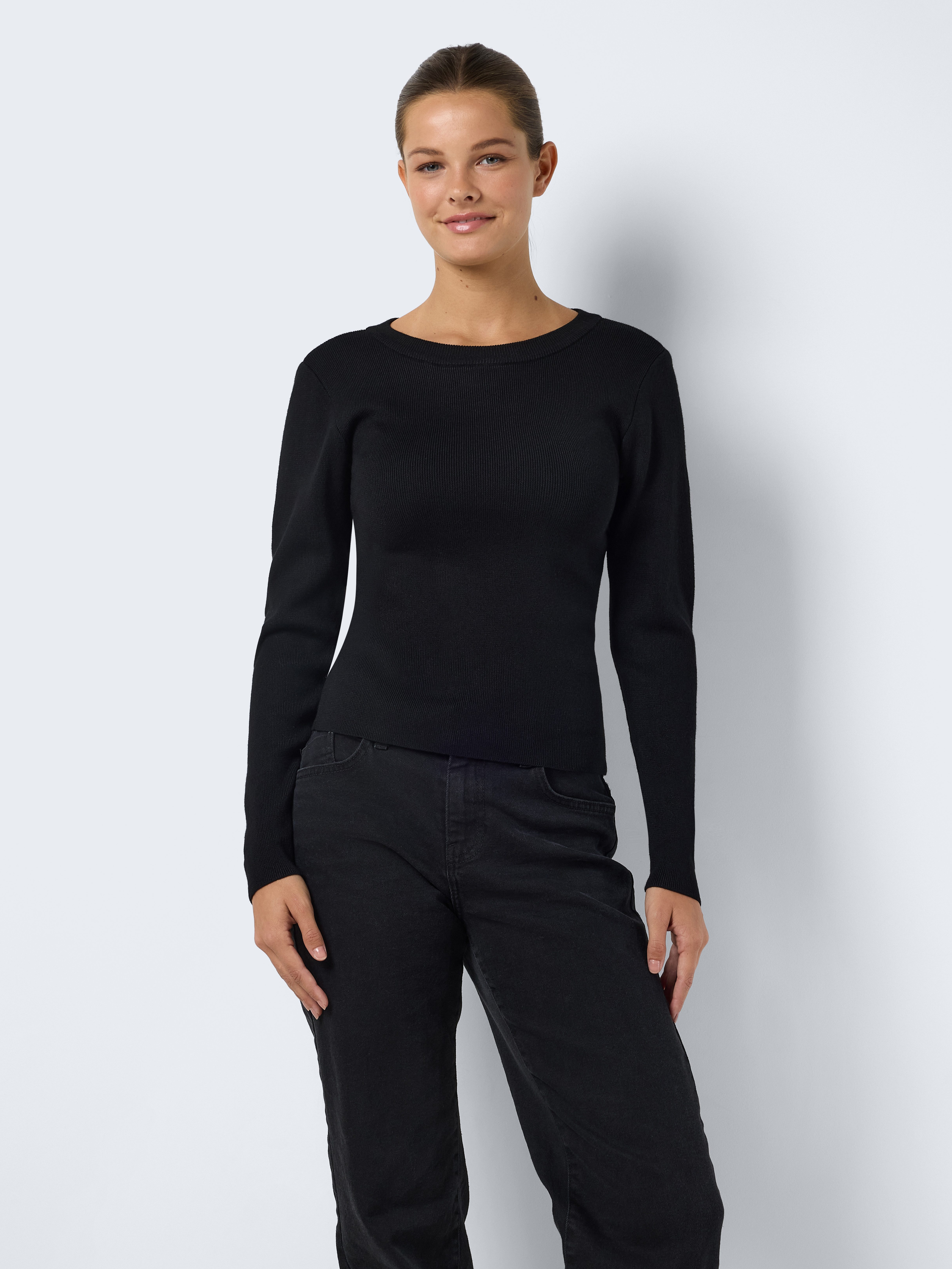Noisy may Gebreide trui NMJAZ L S O-NECK KNIT FWD NOOS
