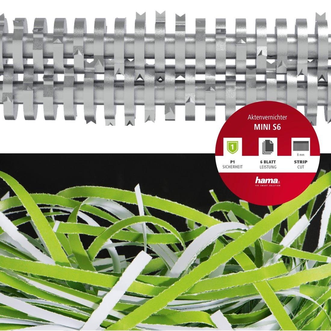 Hama Opzet-papiervernietiger Mini S6, Shredder met veiligheidsniveau P1