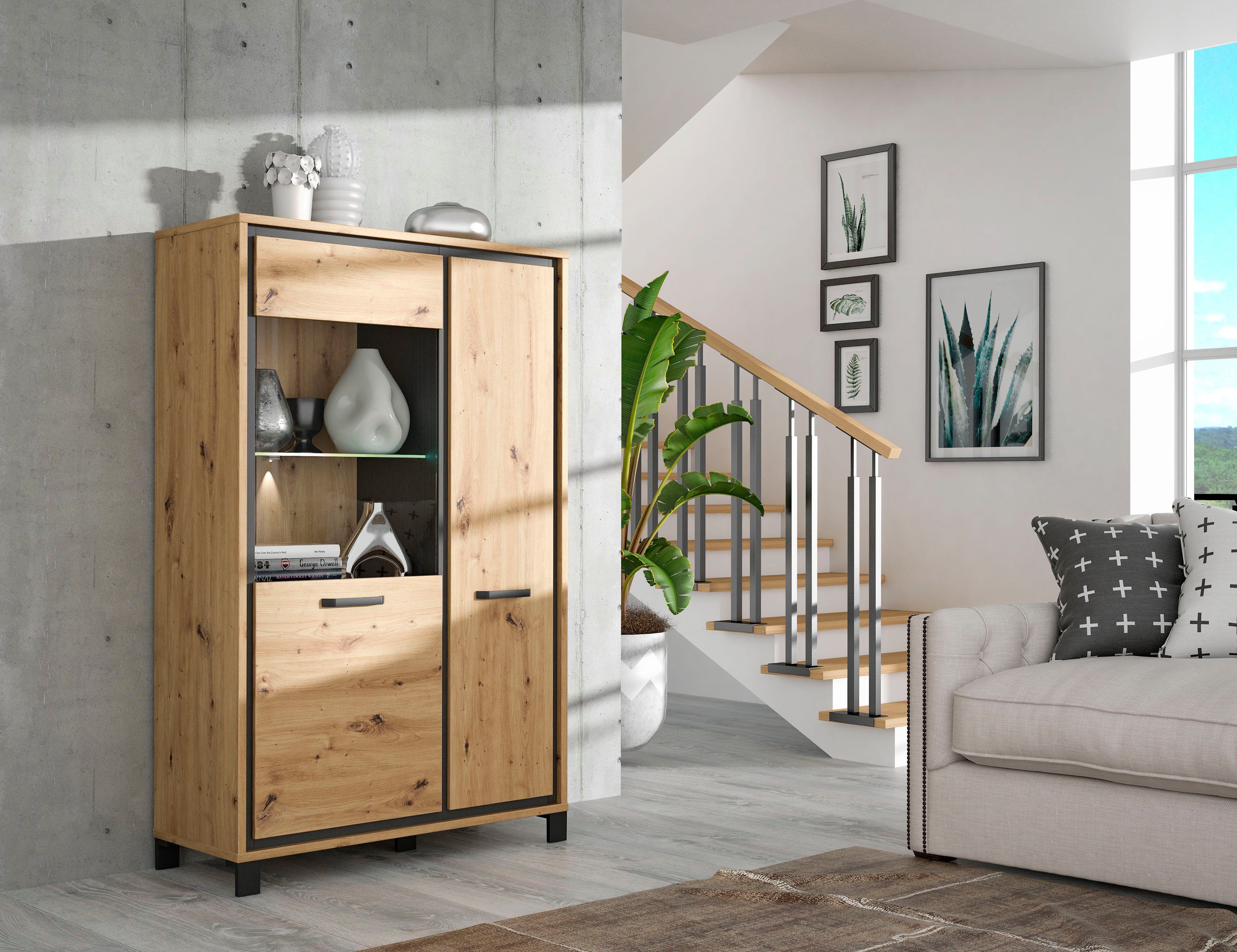 FORTE Vitrinekast Trondheim Hoogte 161 cm