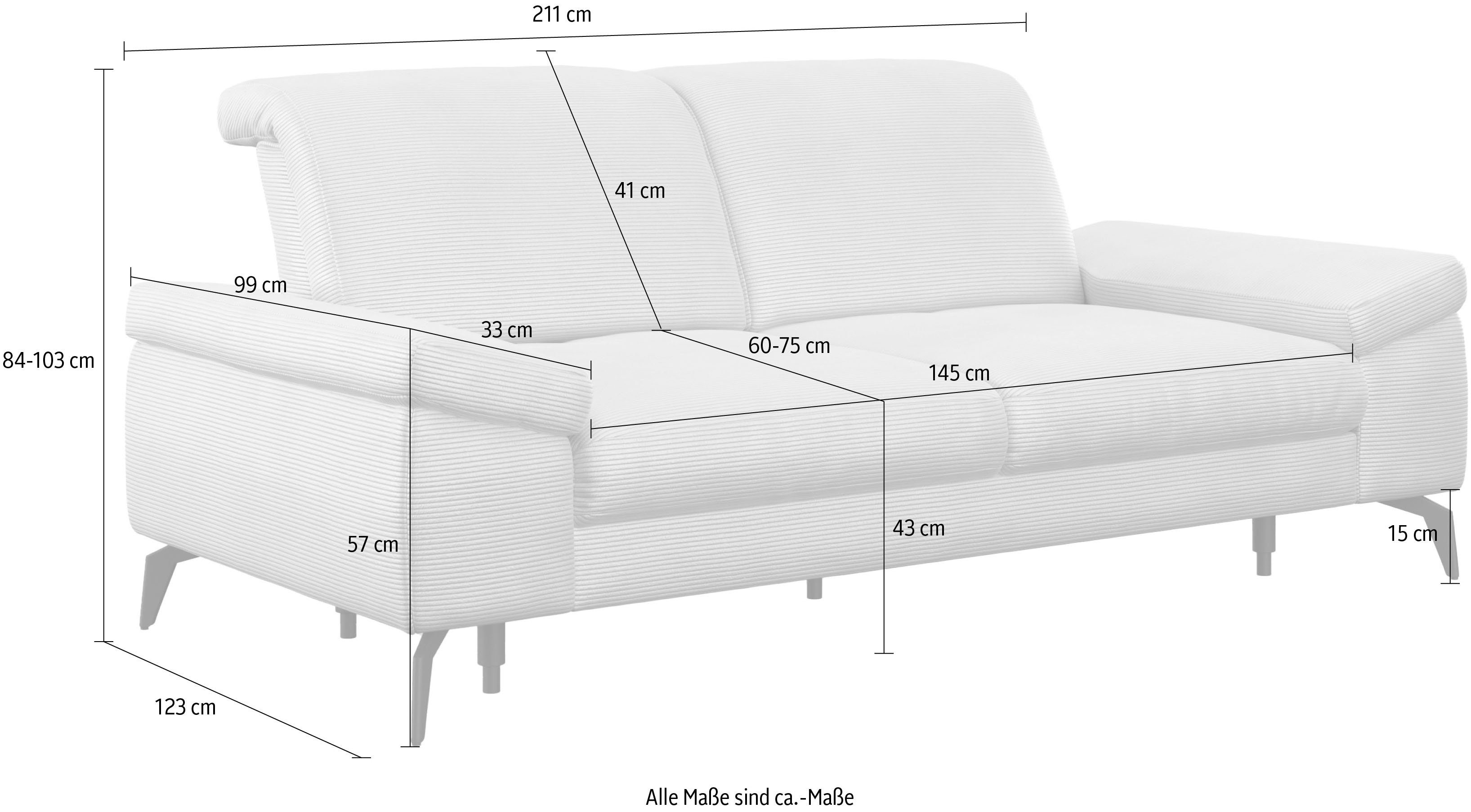 sit&more 2,5-zitsbank Cabana Breedte 211 cm, met of zonder zitdiepte en hoofdeinde