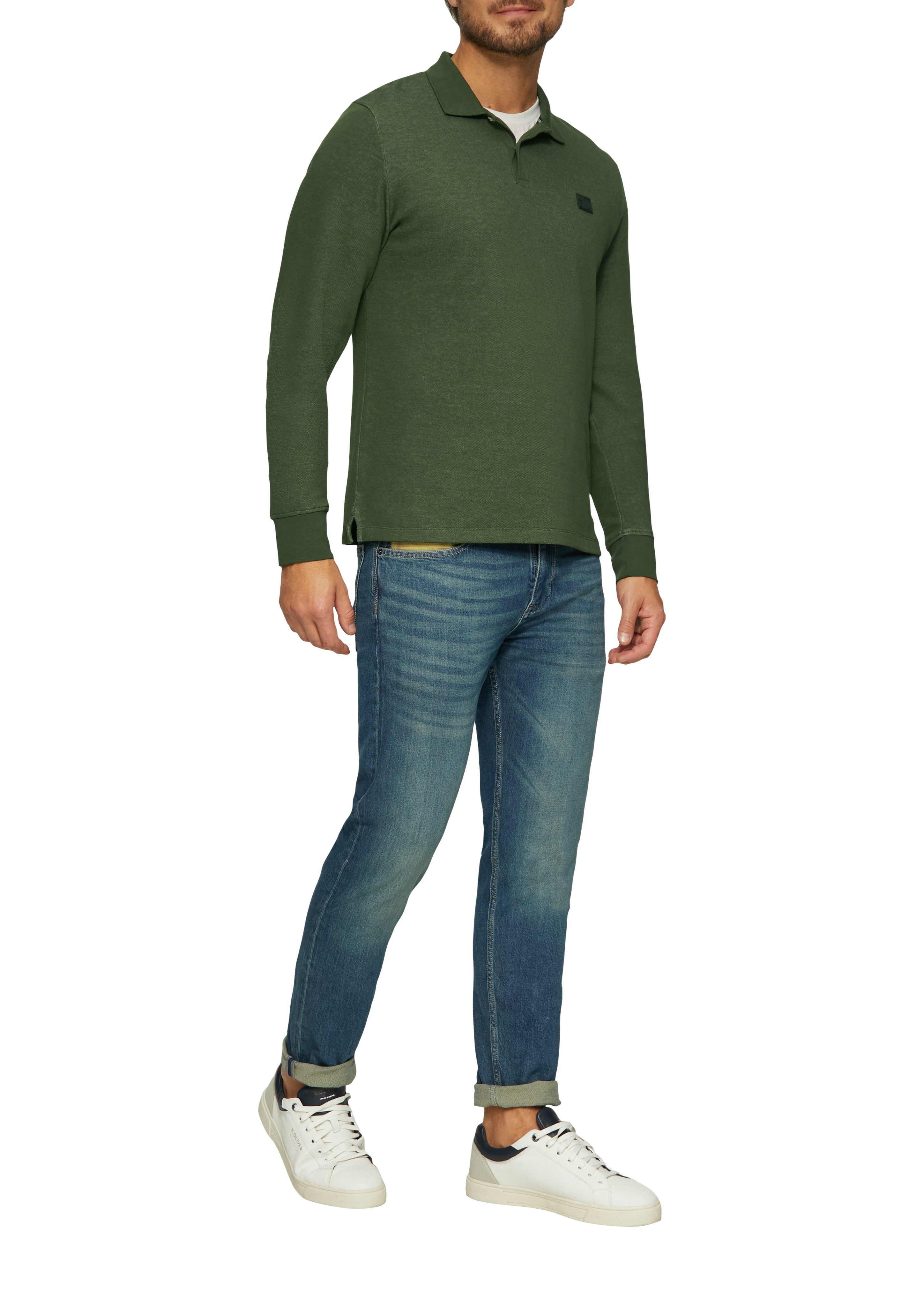s.Oliver Poloshirt met lange mouwen met logo-badge
