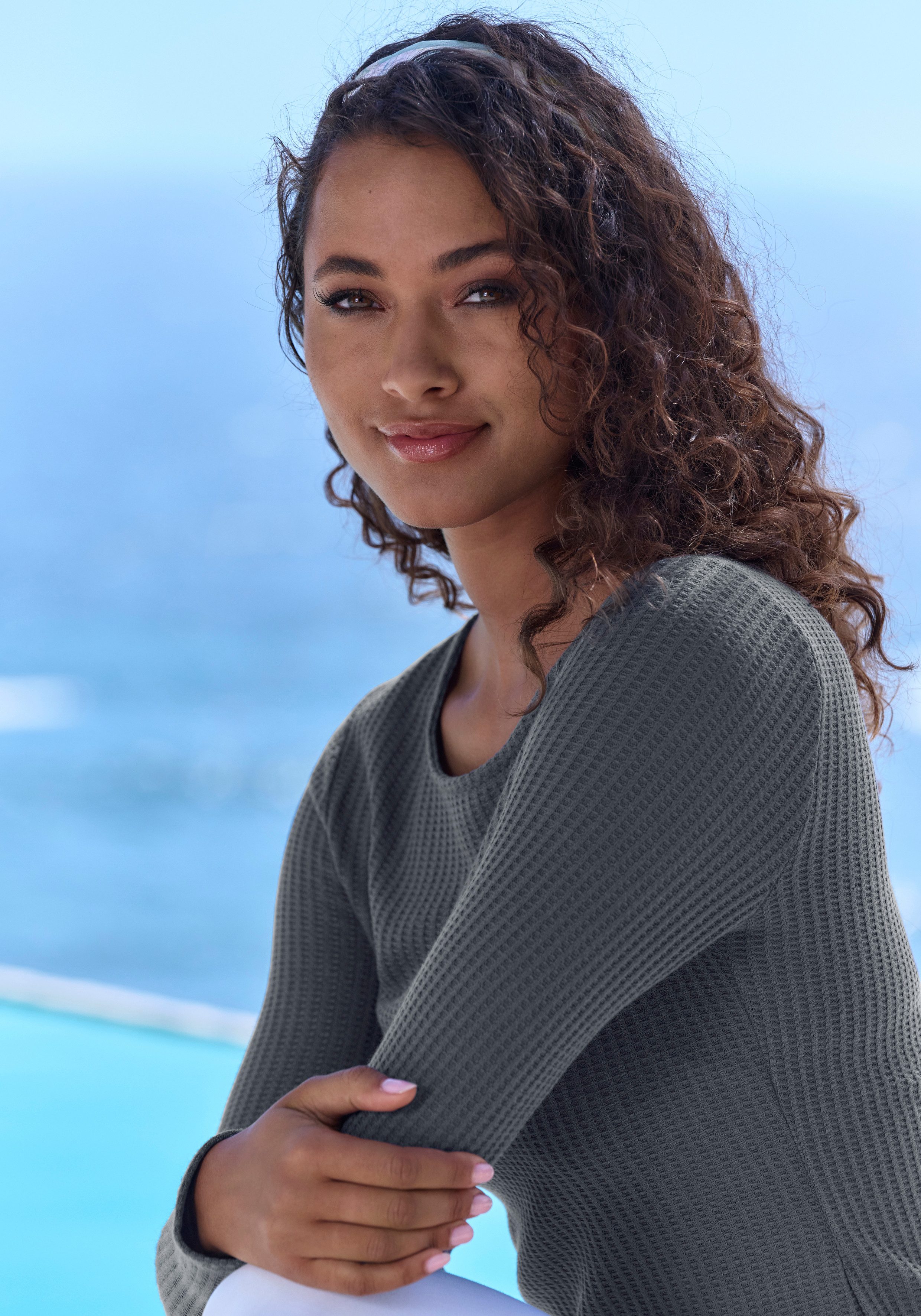 Lascana Shirt met lange mouwen In modieuze piqué-optiek van zachte kwaliteit met viscose