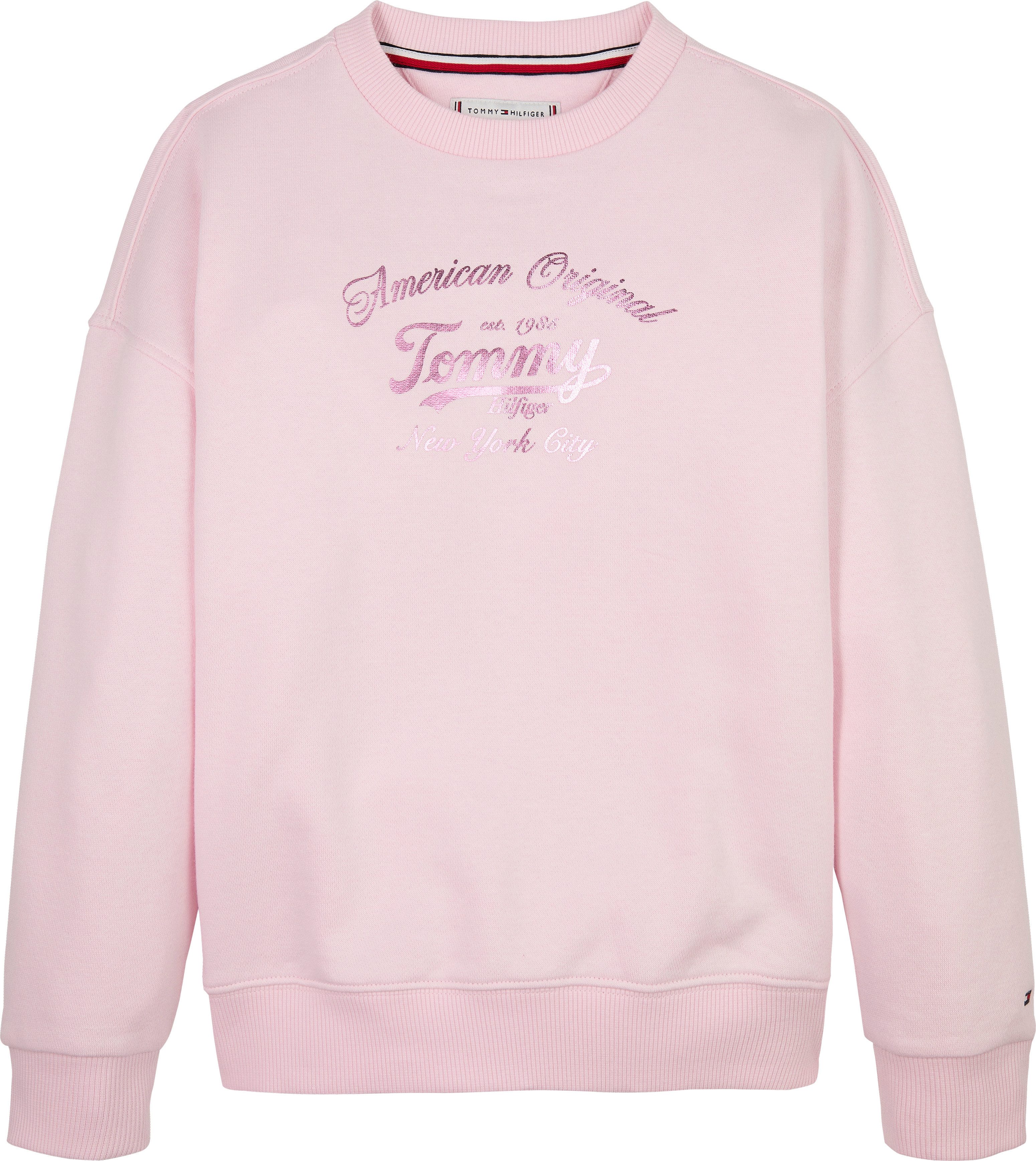 Tommy Hilfiger Sweatshirt TOMMY SCRIPT SWEATSHIRT voor kinderen tot 16 jaar, met glanzende print