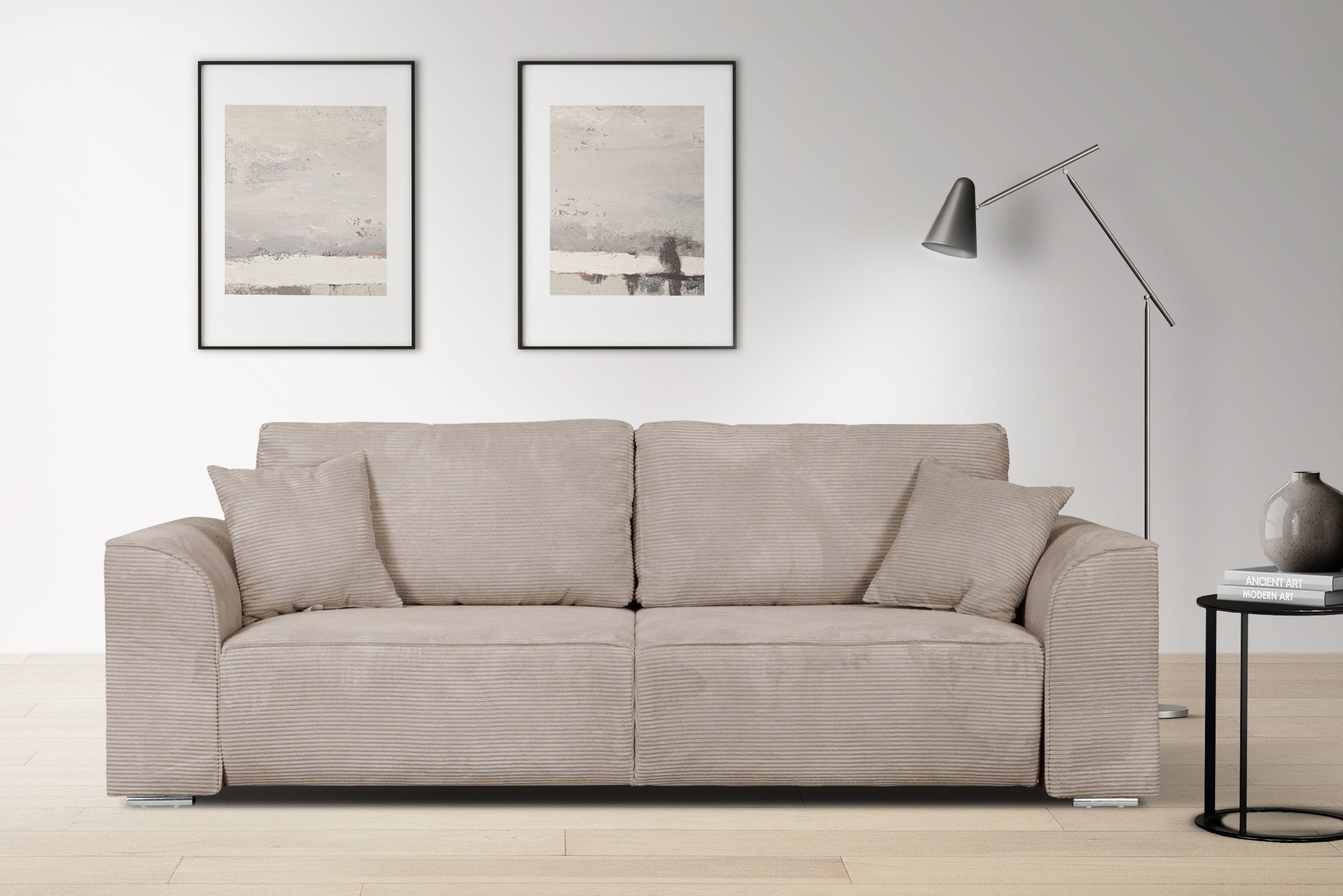 INOSIGN 3-zitsbank BEATRICE optionele slaapbank met bedlade, B/D/H 250/107/92 cm bruin, 3-zitsbanken, Zonder slaapfunctie-zonder bedkist