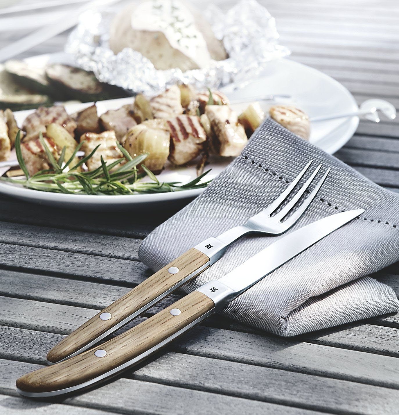 WMF Steakbestek Ranch gematteerd, eikenhout geolied (set, 12-delig)