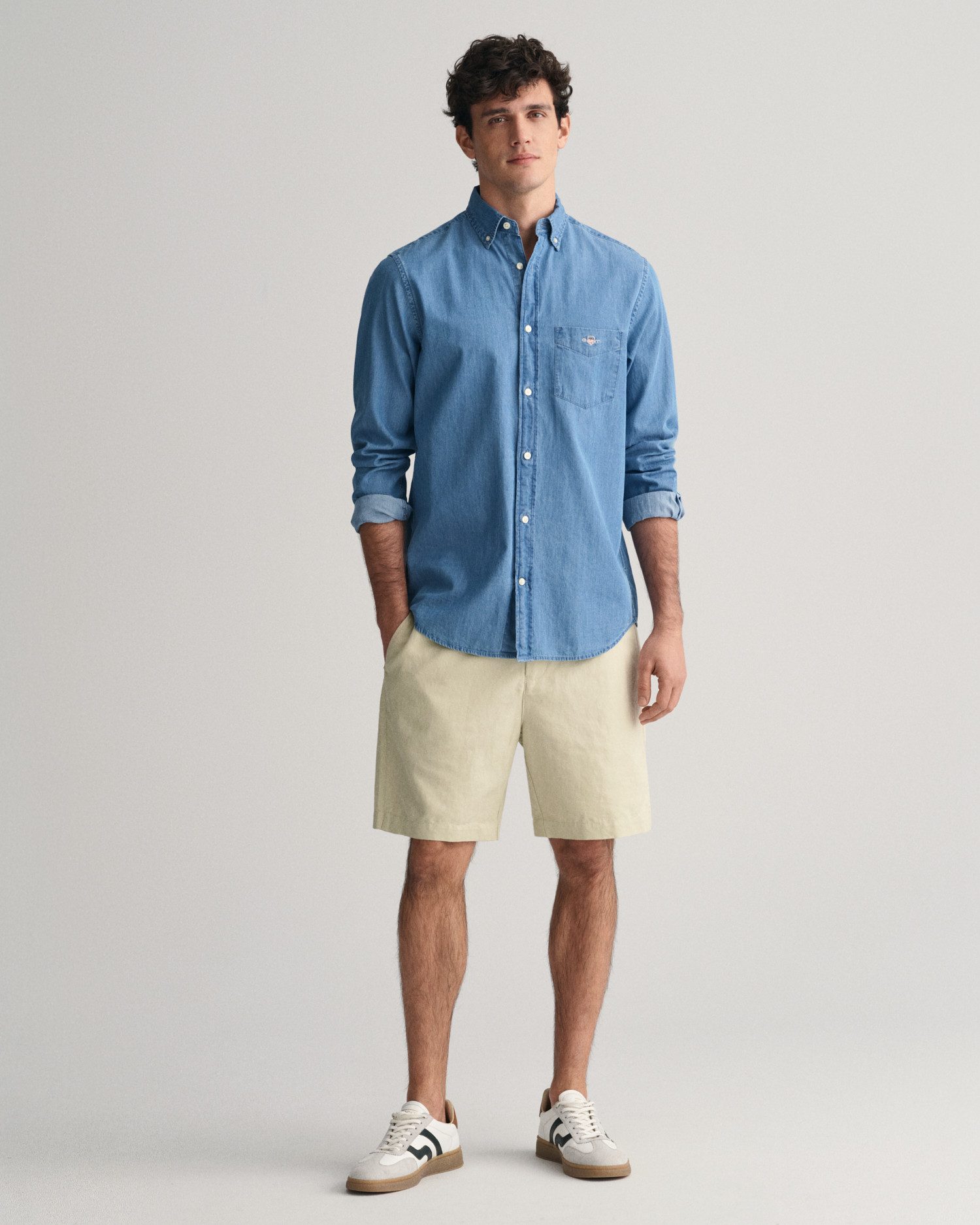 Gant Overhemd met lange mouwen Regular Fit Denim Overhemd Jeanshemd onderhoudsvriendelijk