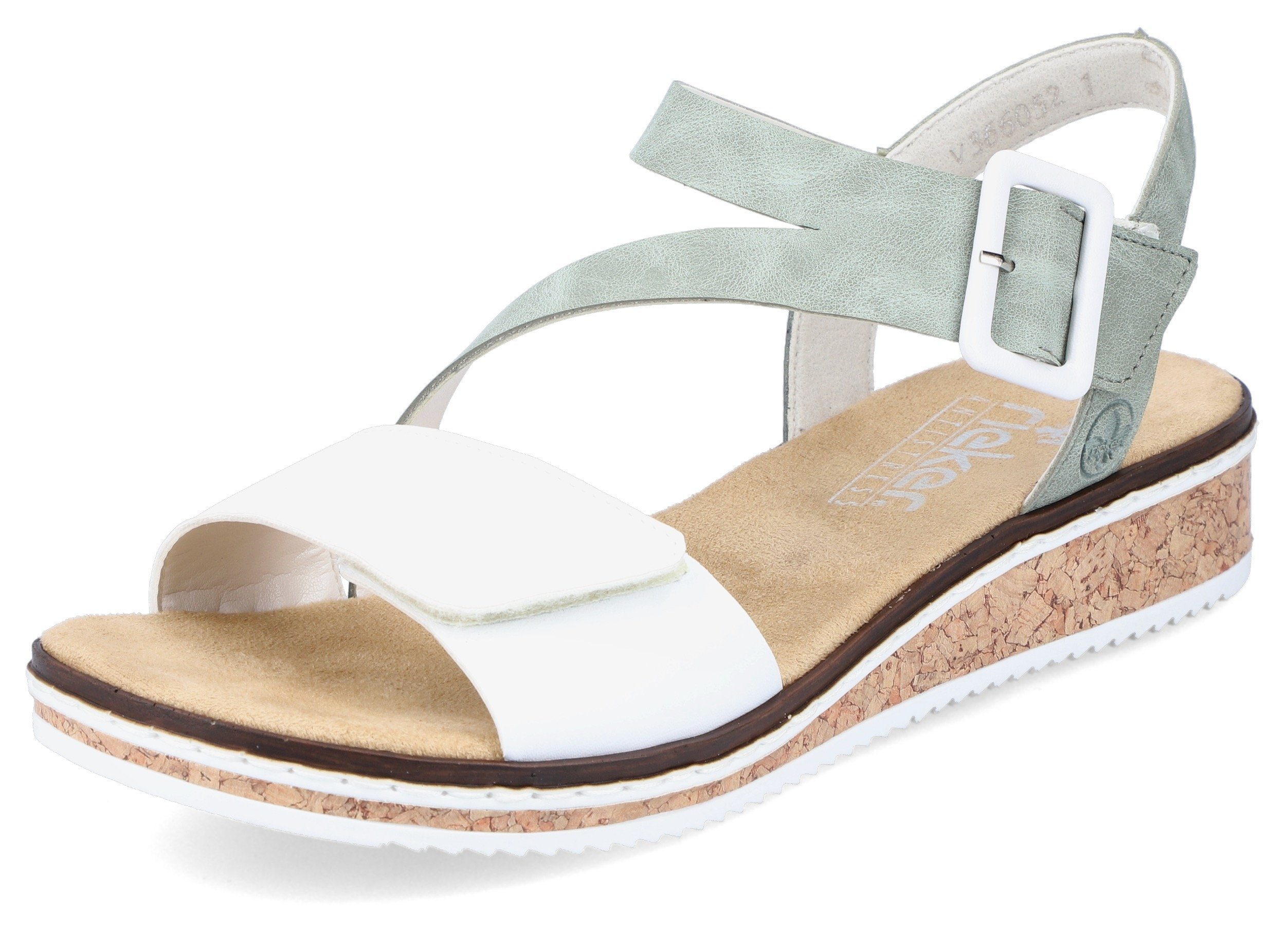 Rieker Sandalen zomerschoen, sandaal, sleehak, met asymmetrische bandjes