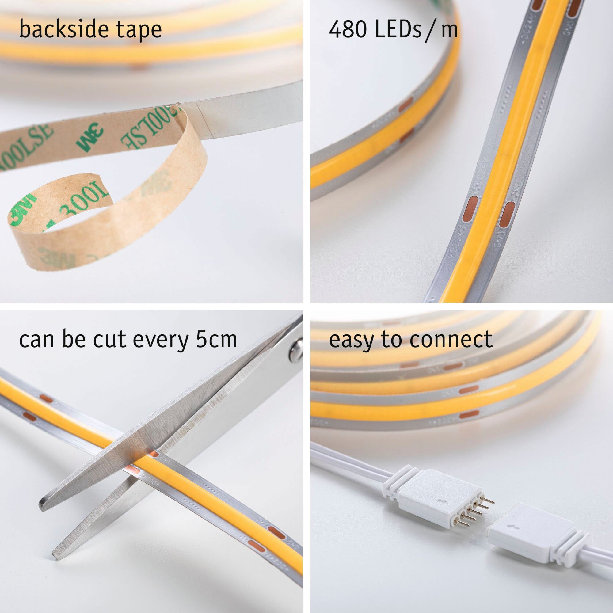 Paulmann Led-strepen MaxLED 500 Full-Line COB Basisset 1,5m, warmwit 10W 750lm 480LED 2700K (1 stuk)