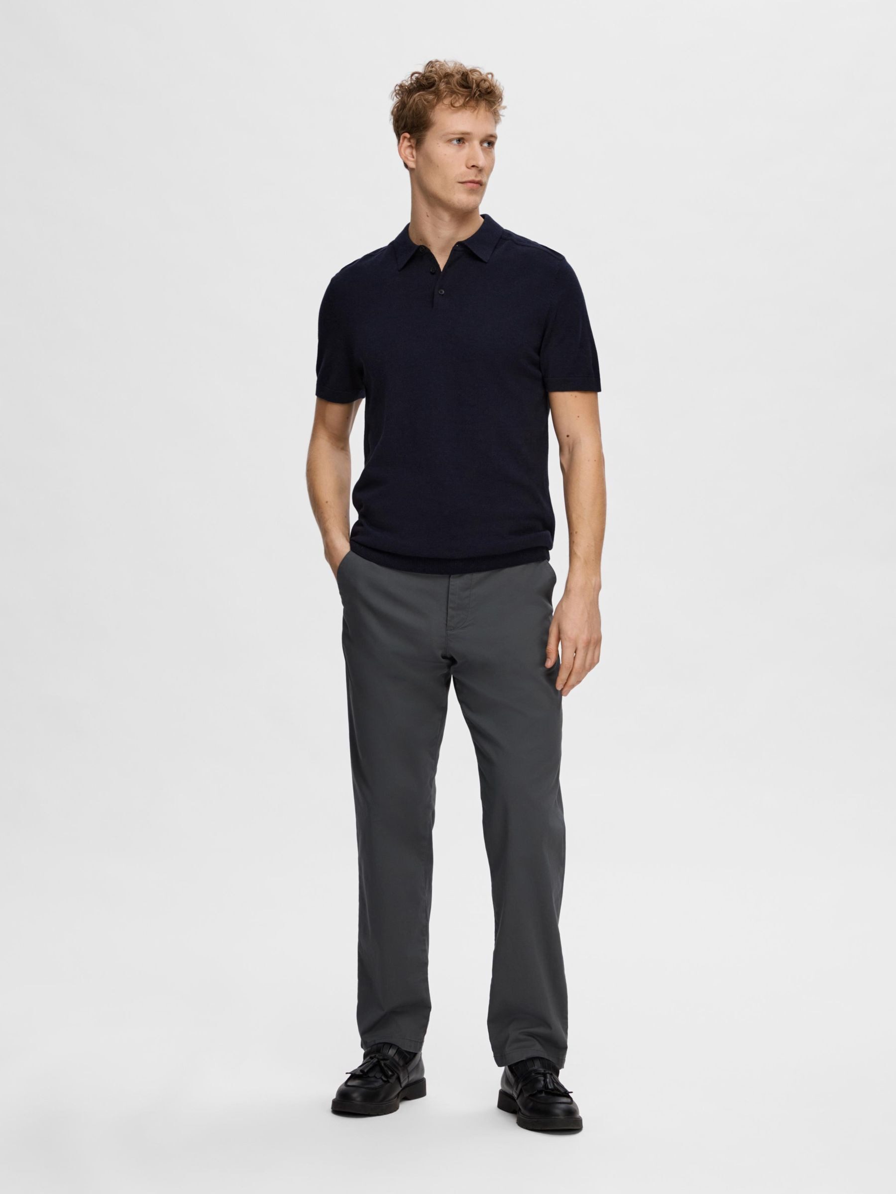 SELECTED HOMME Poloshirt SLHBERG SS KNIT POLO NOOS