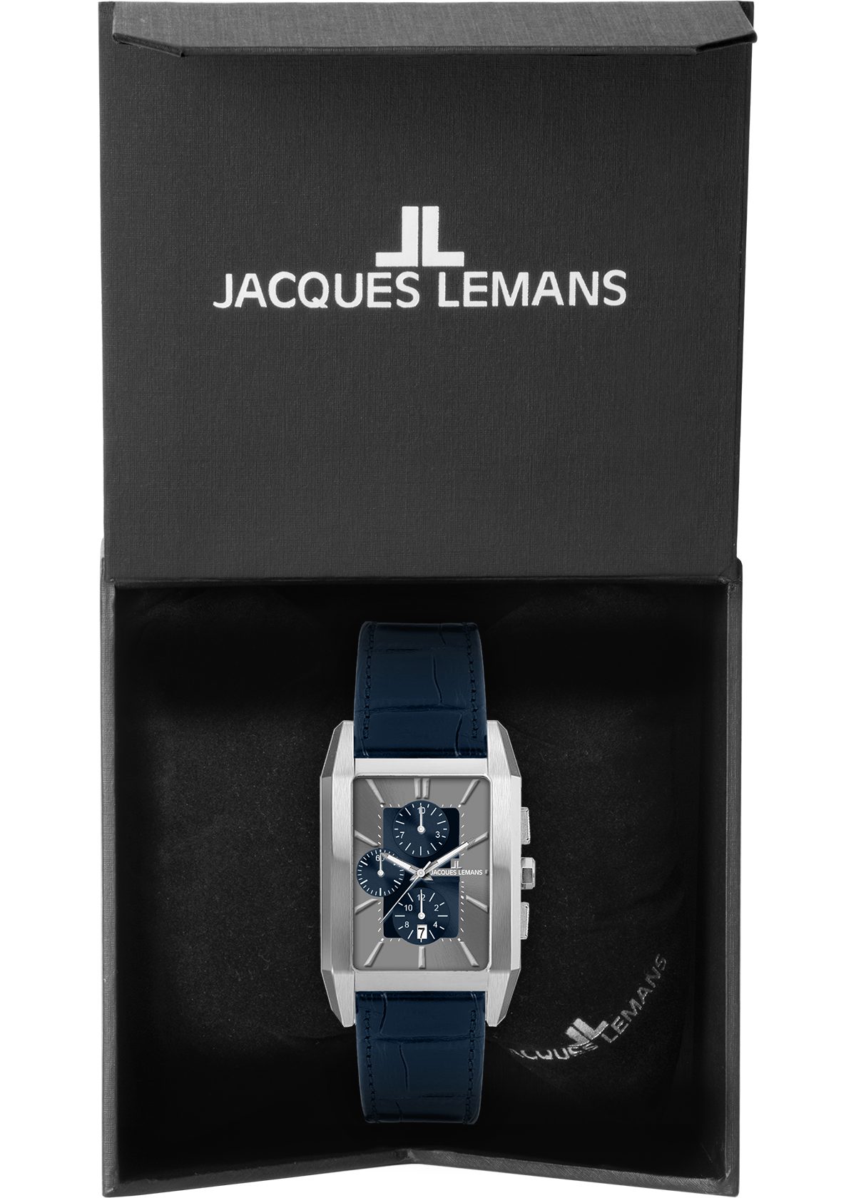 Jacques Lemans Chronograaf Quartz horloge, armbandhorloge, herenhorloge, datum, stopfunctie, leren band