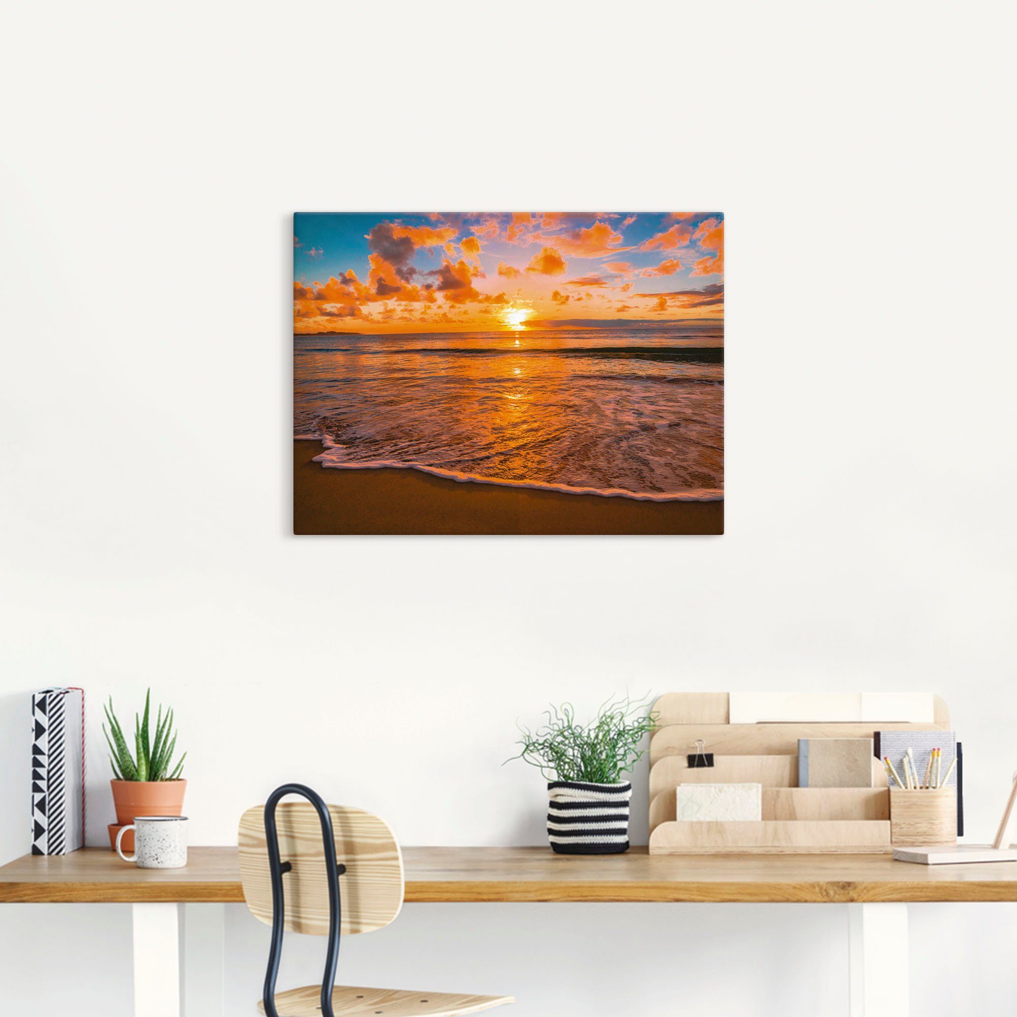 Artland Artprint Zonsondergang aan het strand als artprint op linnen, poster in verschillende formaten maten