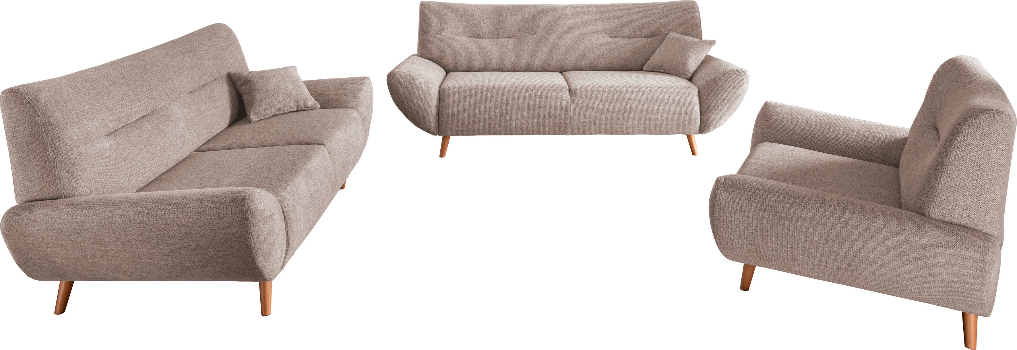 INOSIGN 2-zitsbank Drago elegant en tijdloos, comfortabel, houten voet