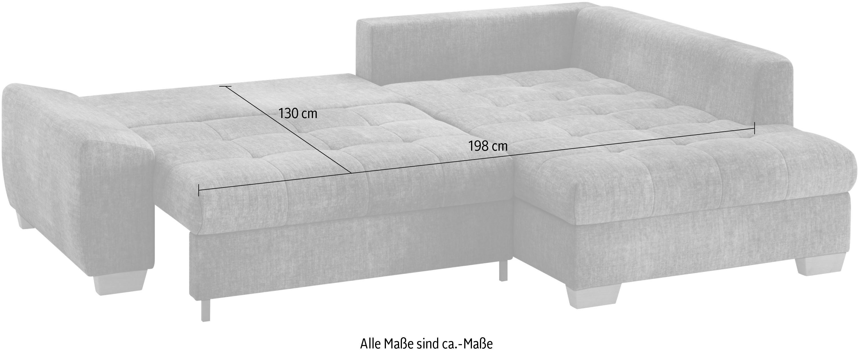 Mr. Couch Hoekbank Nikita II, L-vorm, tot 140kg per zitplaats belastbaar met koudschuim bekleding, optioneel met bed en bedlade