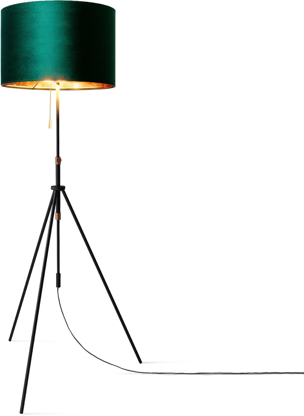 Paco Home Staande lamp Naomi uni Color Woonkamer in hoogte verstelbaar 121,5 tot 176,5 cm trekschakelaar velours vloerlampen maat -