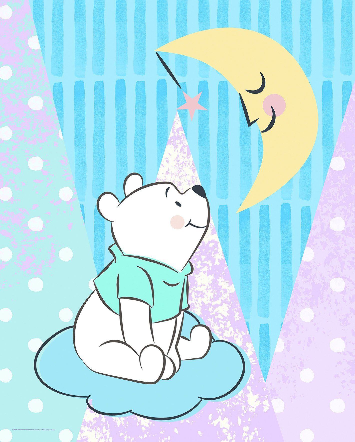 Komar wanddecoratie Winnie Pooh Moon, zonder lijst