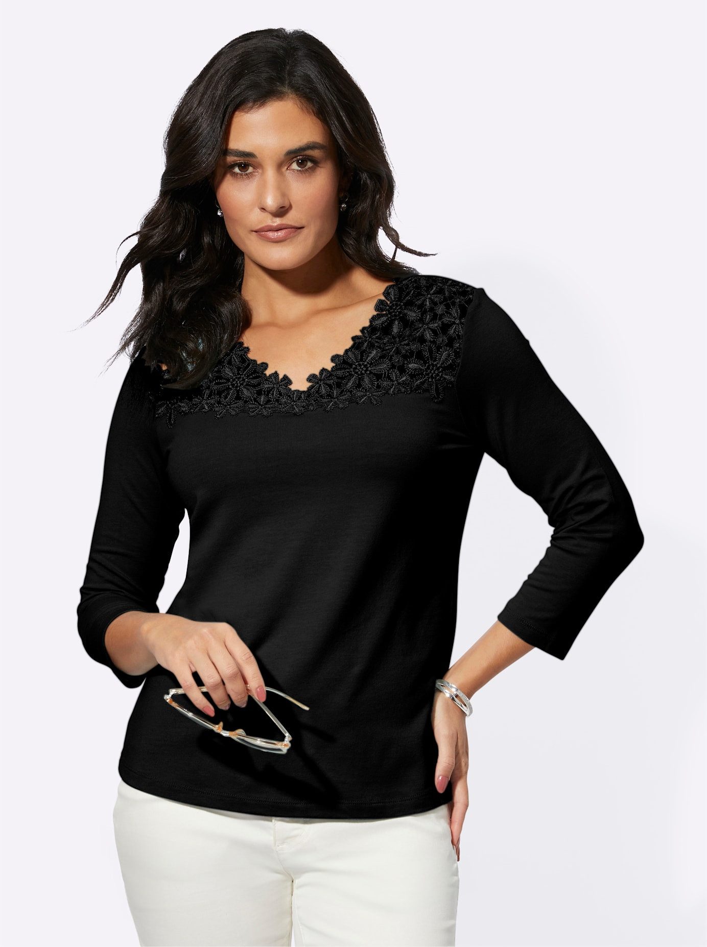 Creation L Shirt met 3 4 mouwen Modal-mix-shirt (1-delig)
