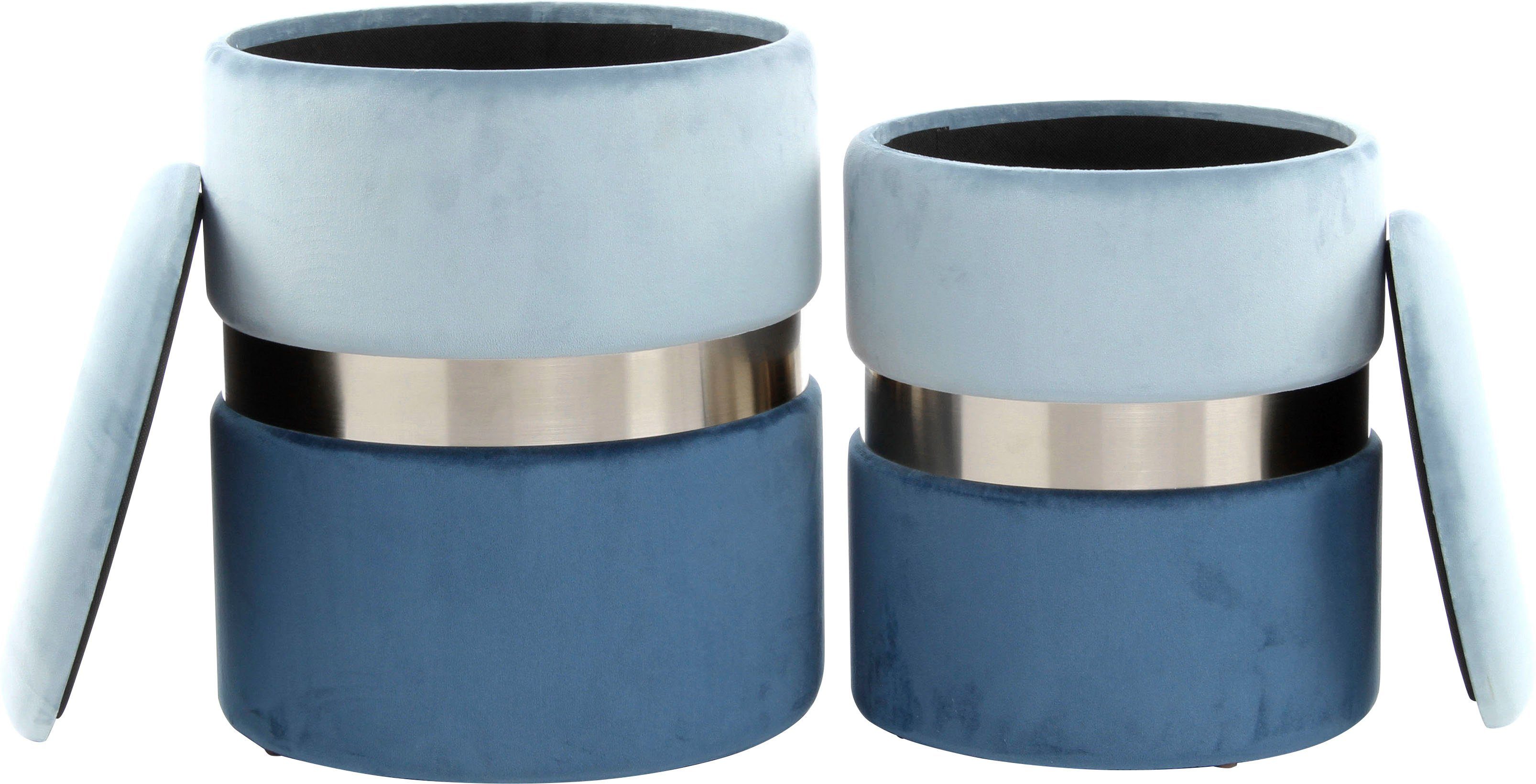 Kayoom Hocker met bergruimte Kruk Zora 125 2-delige set, fluweelzachte stof bekleding, ronde elegante vorm (set, 2 stuks)