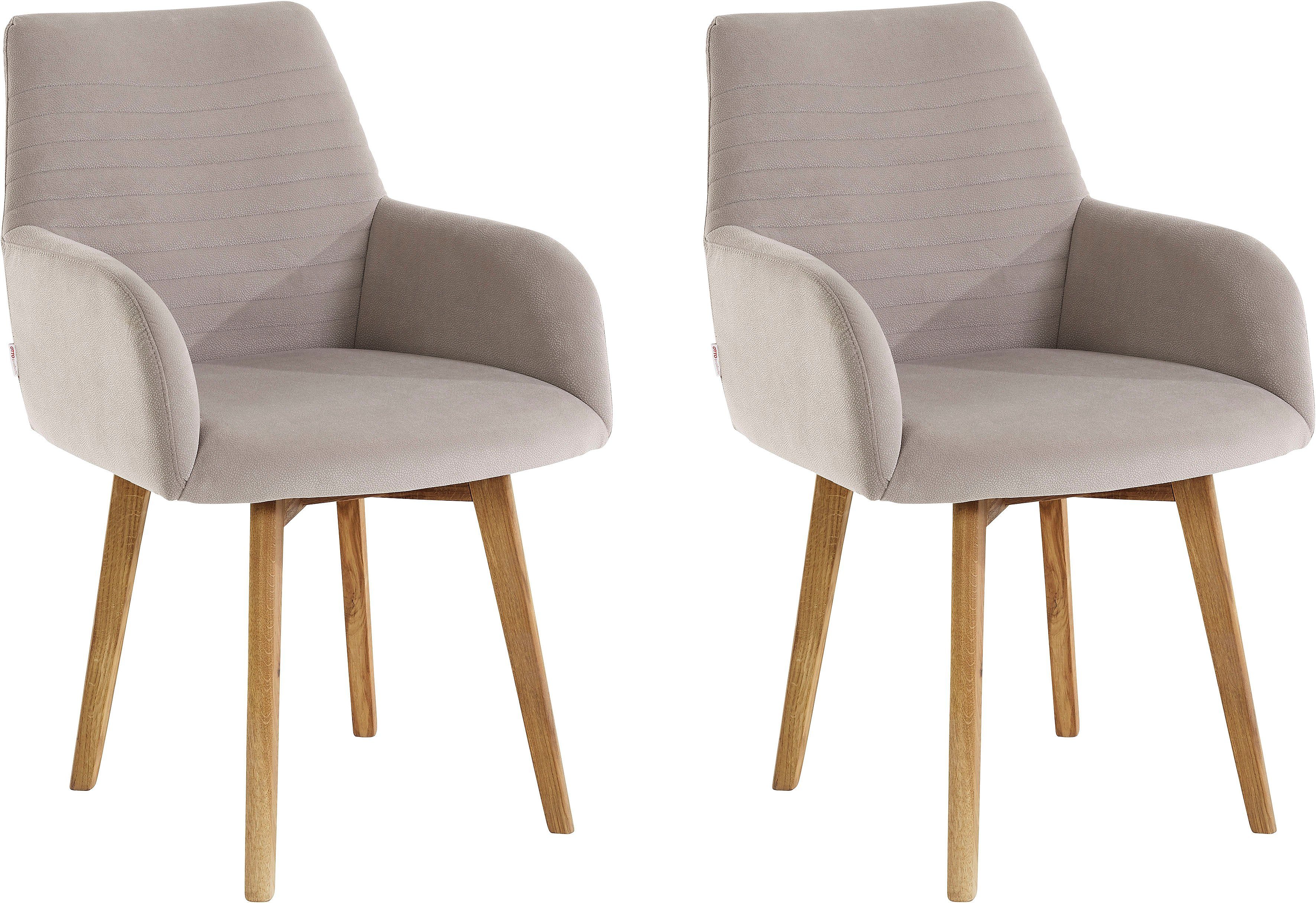 OTTO products Stoel met armleuningen Alessja Bekleding van microvezel, frame van eiken massief hout (set, 2 stuks)