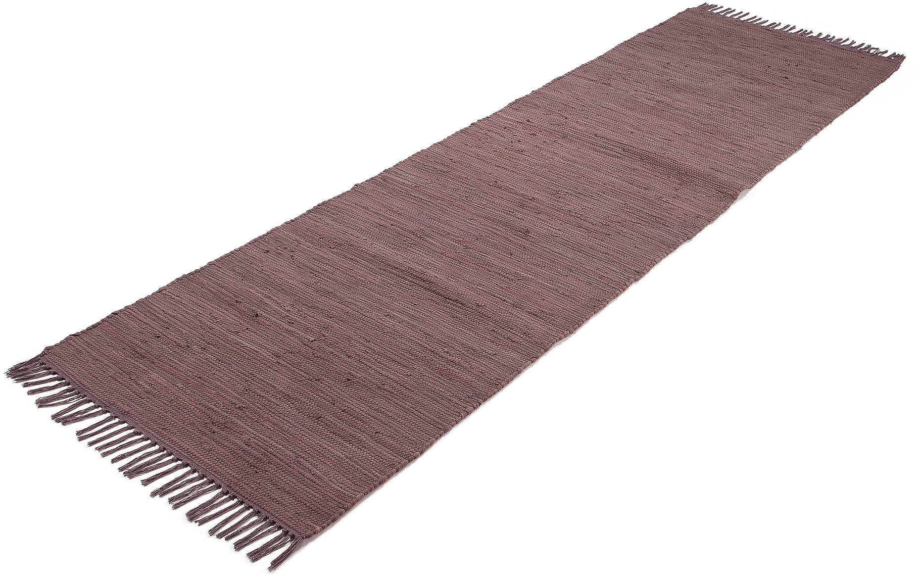 carpetfine Vloerkleed Kelim Chindi uni Tweezijdig te gebruiken kleed, puur katoen, met de hand geweven, unikleuren, met franje