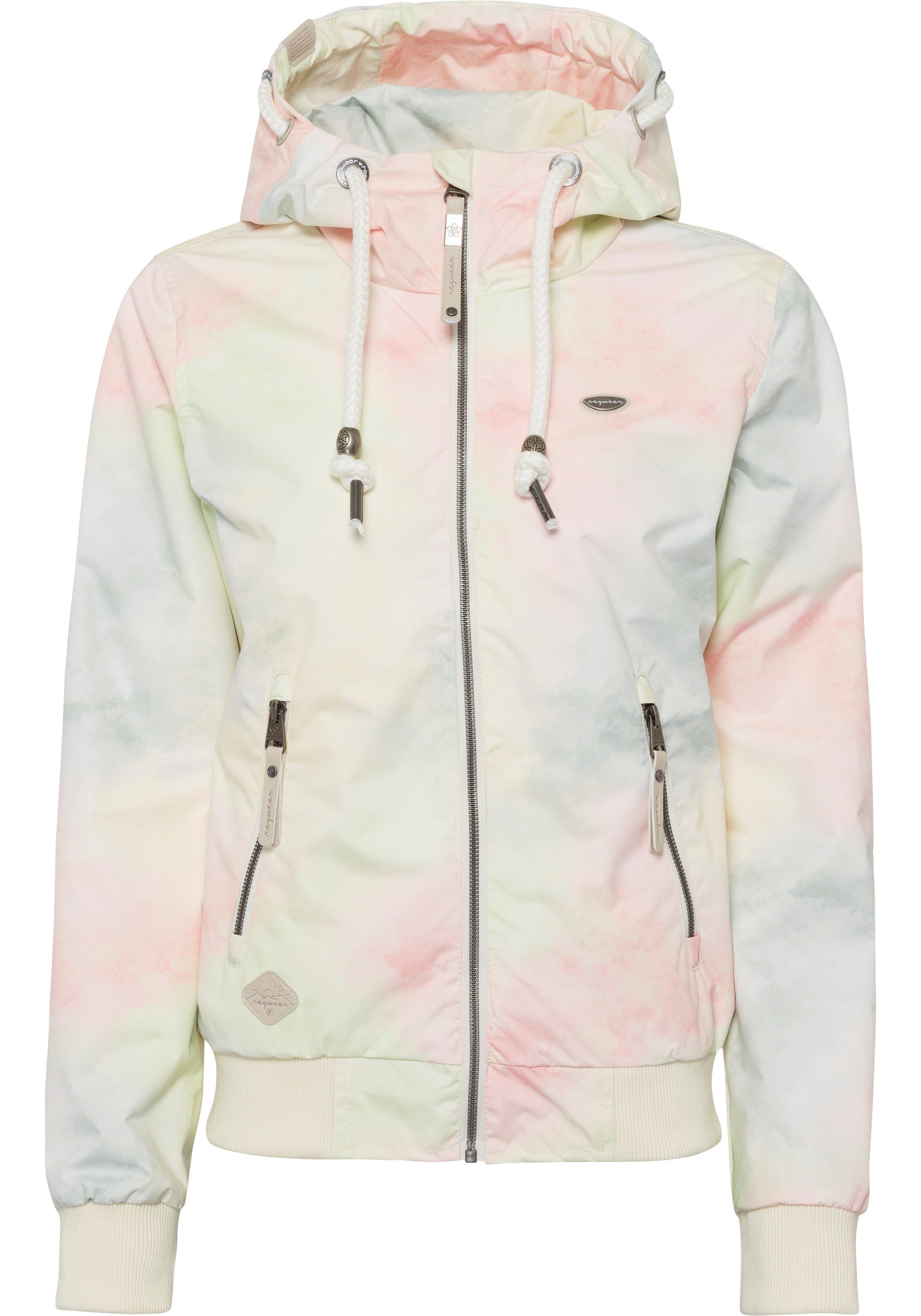 Ragwear Functioneel jack NUGGIE OMBRE O Jas tussenseizoen in een pastelkleurig batik all-over print