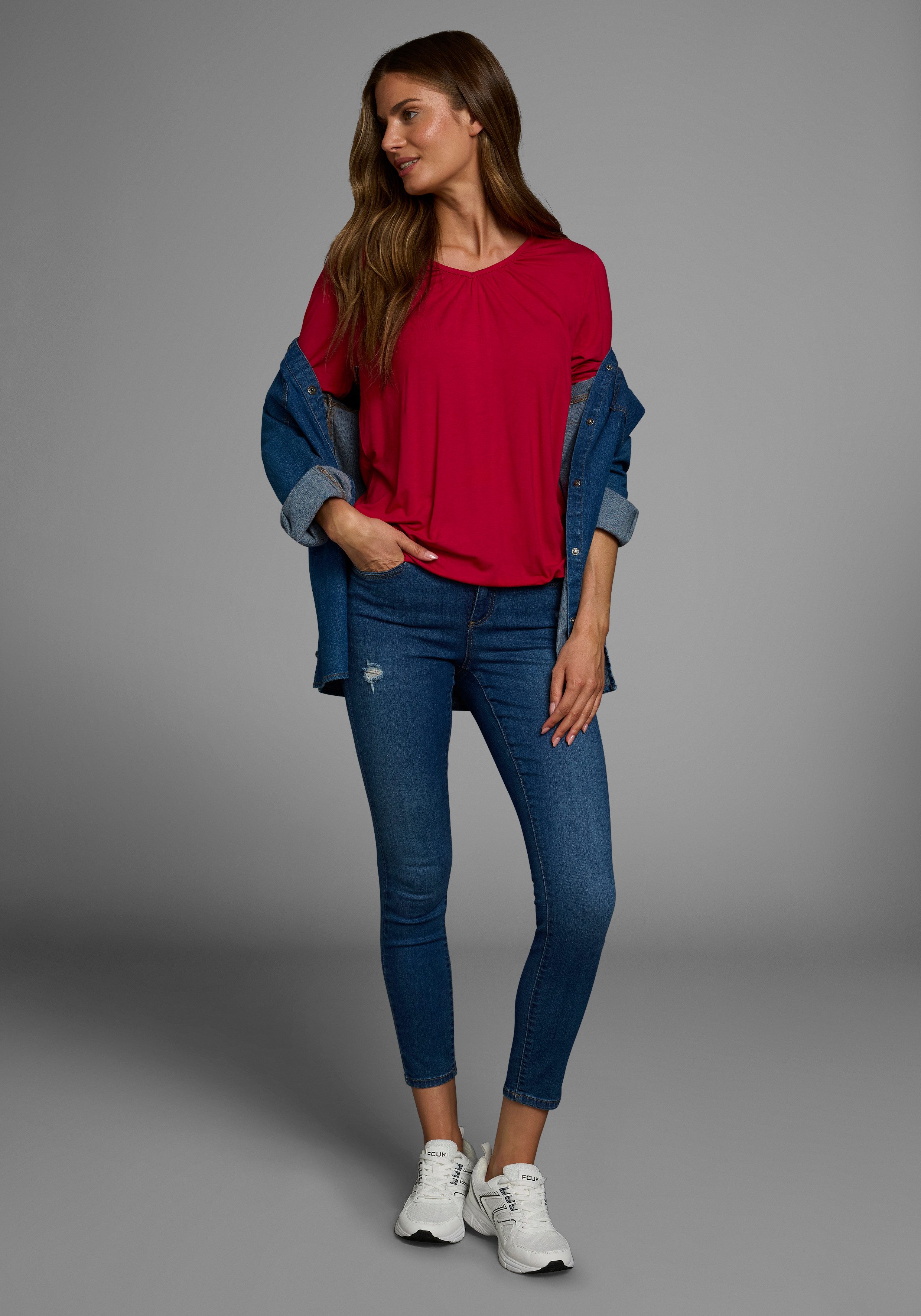 Flashlights Shirt met lange mouwen figuurvolgende snit, van viscosemix (2-delig, Set van 2)