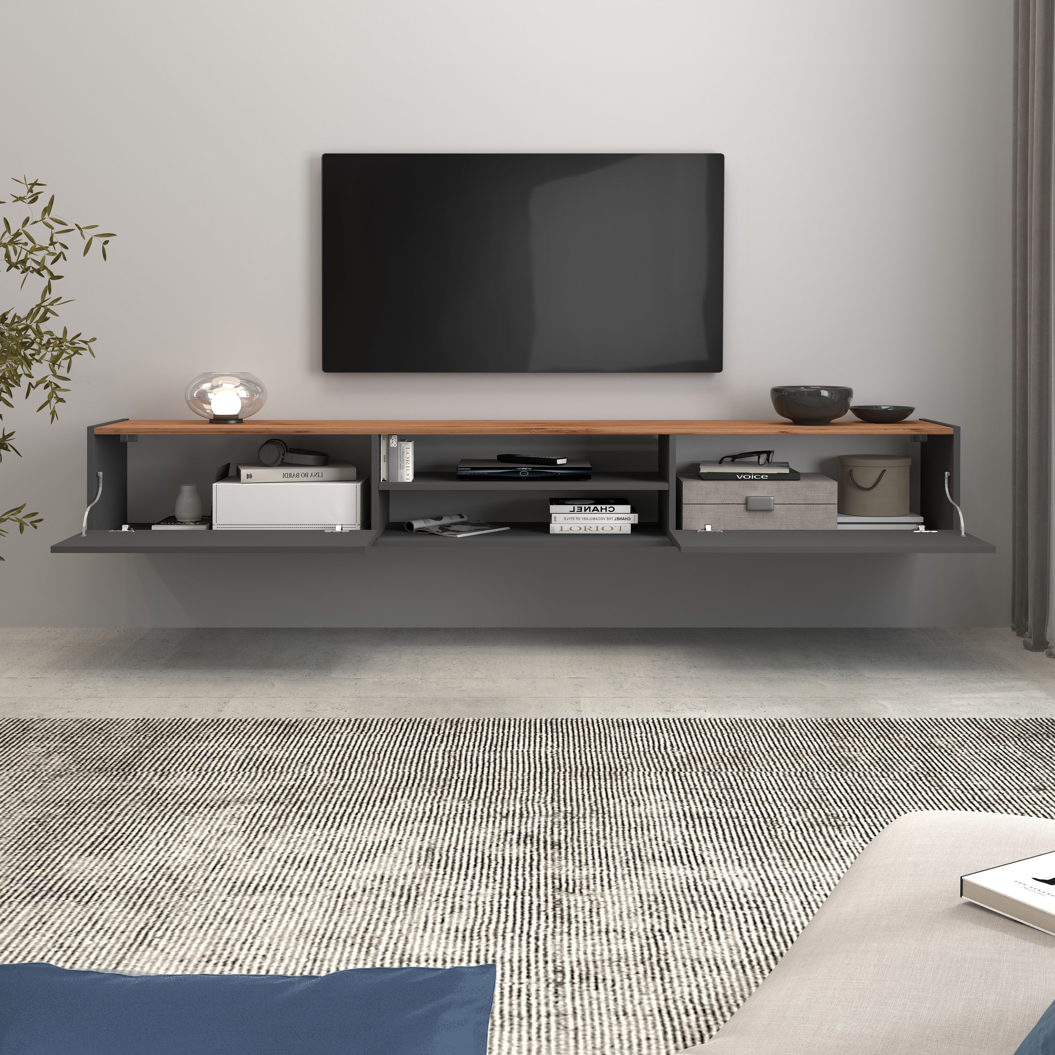 INOSIGN Tv-meubel Garda staand en hangend met 2 kleppen, 1 legplank, breedte 210 cm