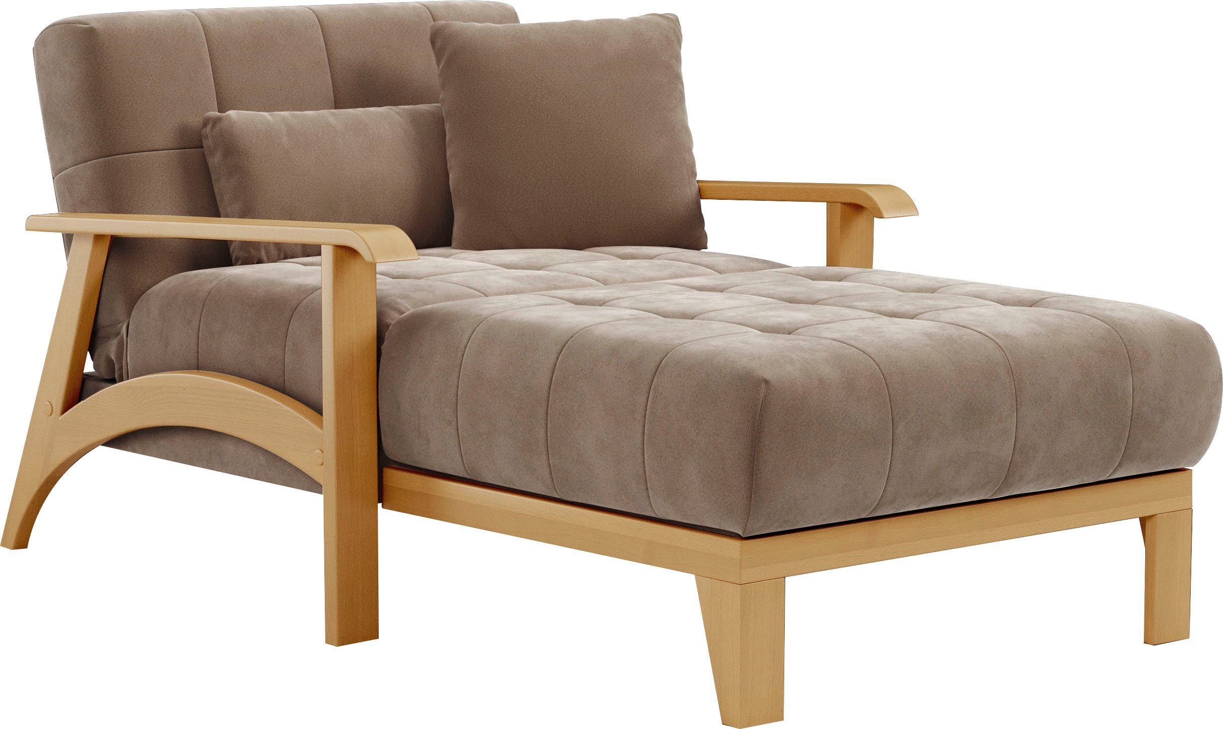 sit&more Récamier Billund Armleuningen van eikenkleurig beukenhout, verschillende bekledingen en kleuren