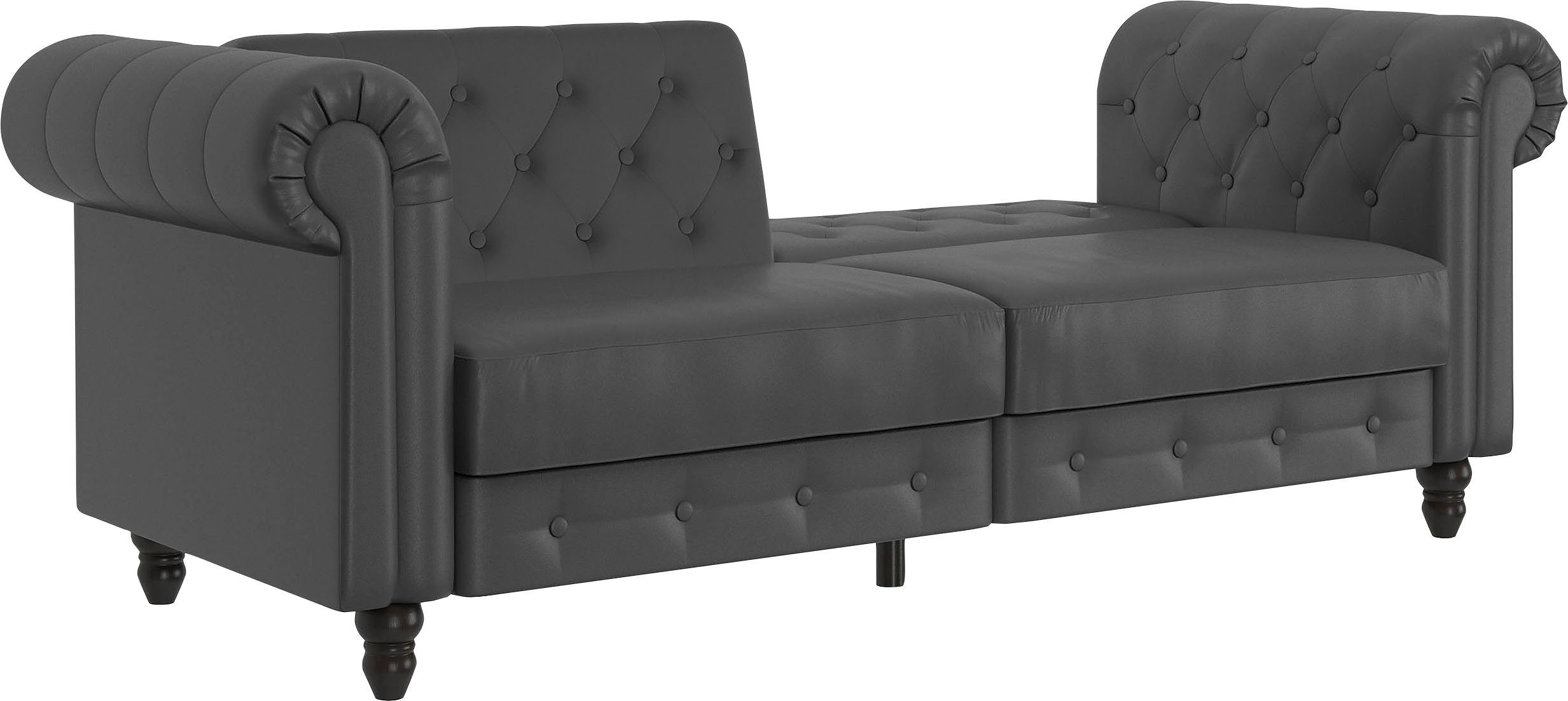 Dorel Home 3-zitsbank Felix, slaapbank 236 cm(ligoppervlak 108 x 190 cm), rugleuning 3-voudig verstelbaar, velours, kunstleer, luxe vintage microvezel