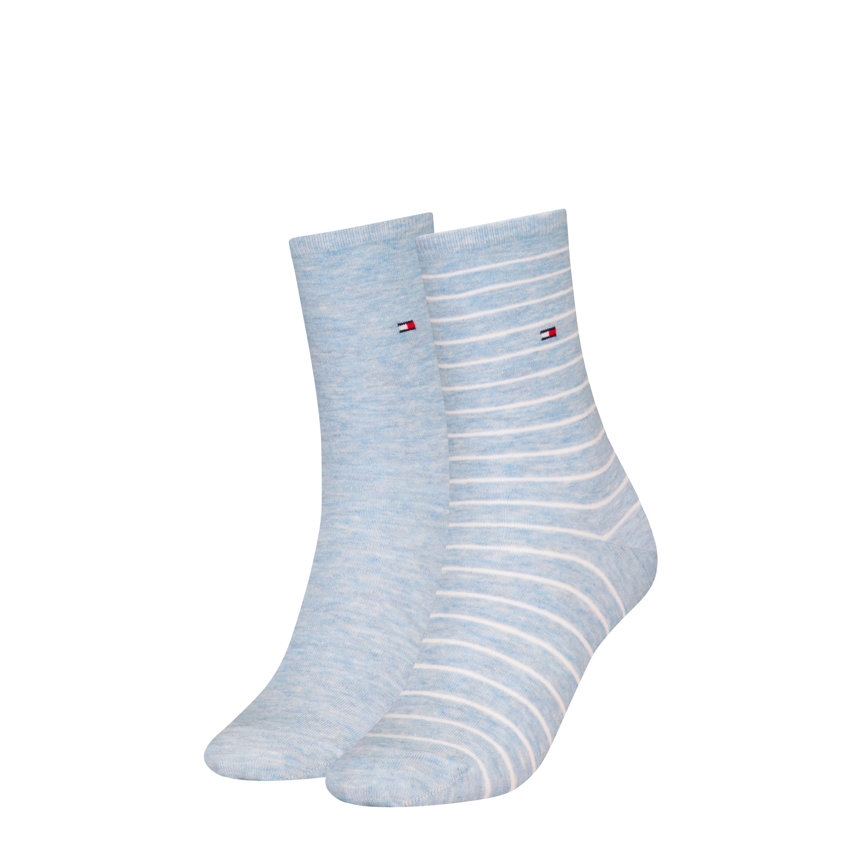 Tommy Hilfiger Sokken TH WOMEN SOCK 2P SMALL STRIPE met smalle ribboord, gemêleerd, gestreept (2 paar)