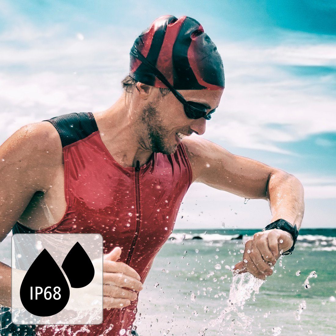 Hama Smartwatch Fitness-tracker waterdicht, hartritme, calorieverbruik, stappen Smartwatch met meting van slaap, tempo, trainingstijd & muziekbediening