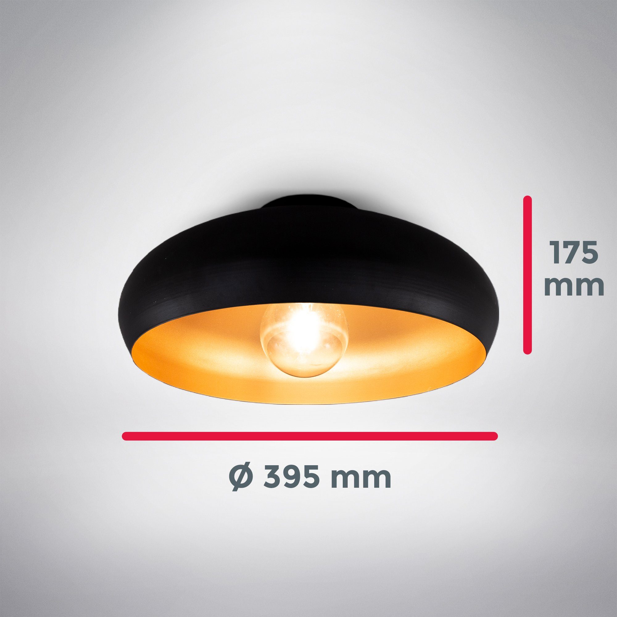 B.K.Licht Plafondlamp LED plafondlamp retro zwart-goud woonkamer gang slaapkamer E27