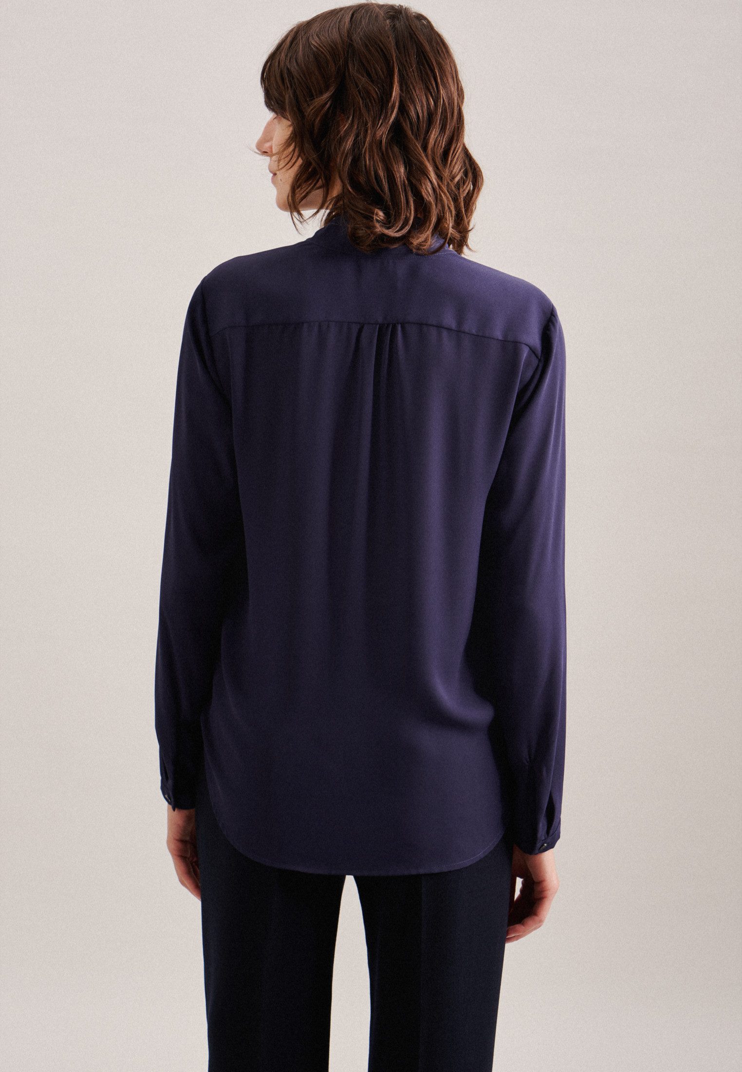 seidensticker Wikkelblouse Zwarte roos Lange mouwen V-hals uni