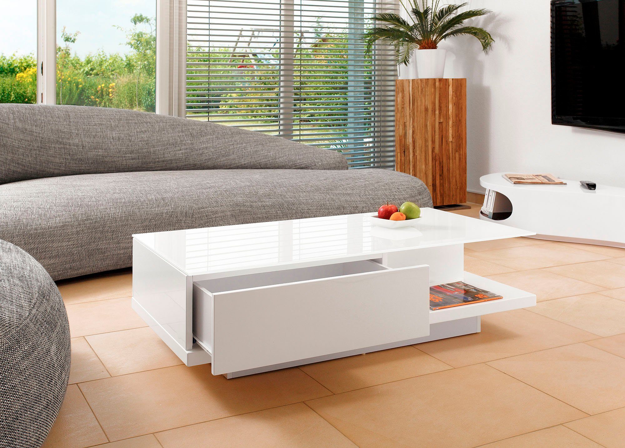 SalesFever Salontafel met tafelblad van gehard kristalglas