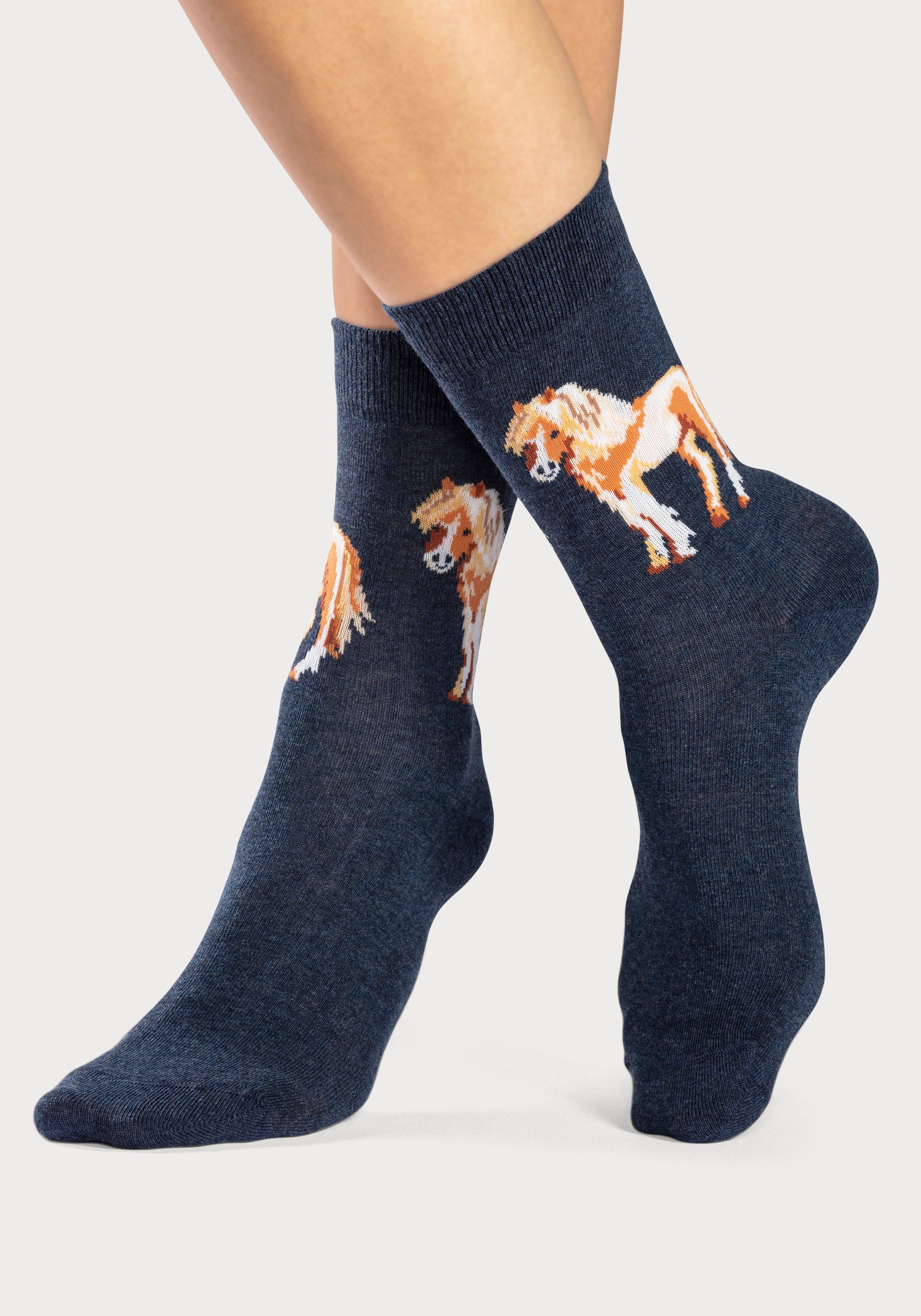 H.I.S Sokken Met verschillende paardenmotieven (5 paar)