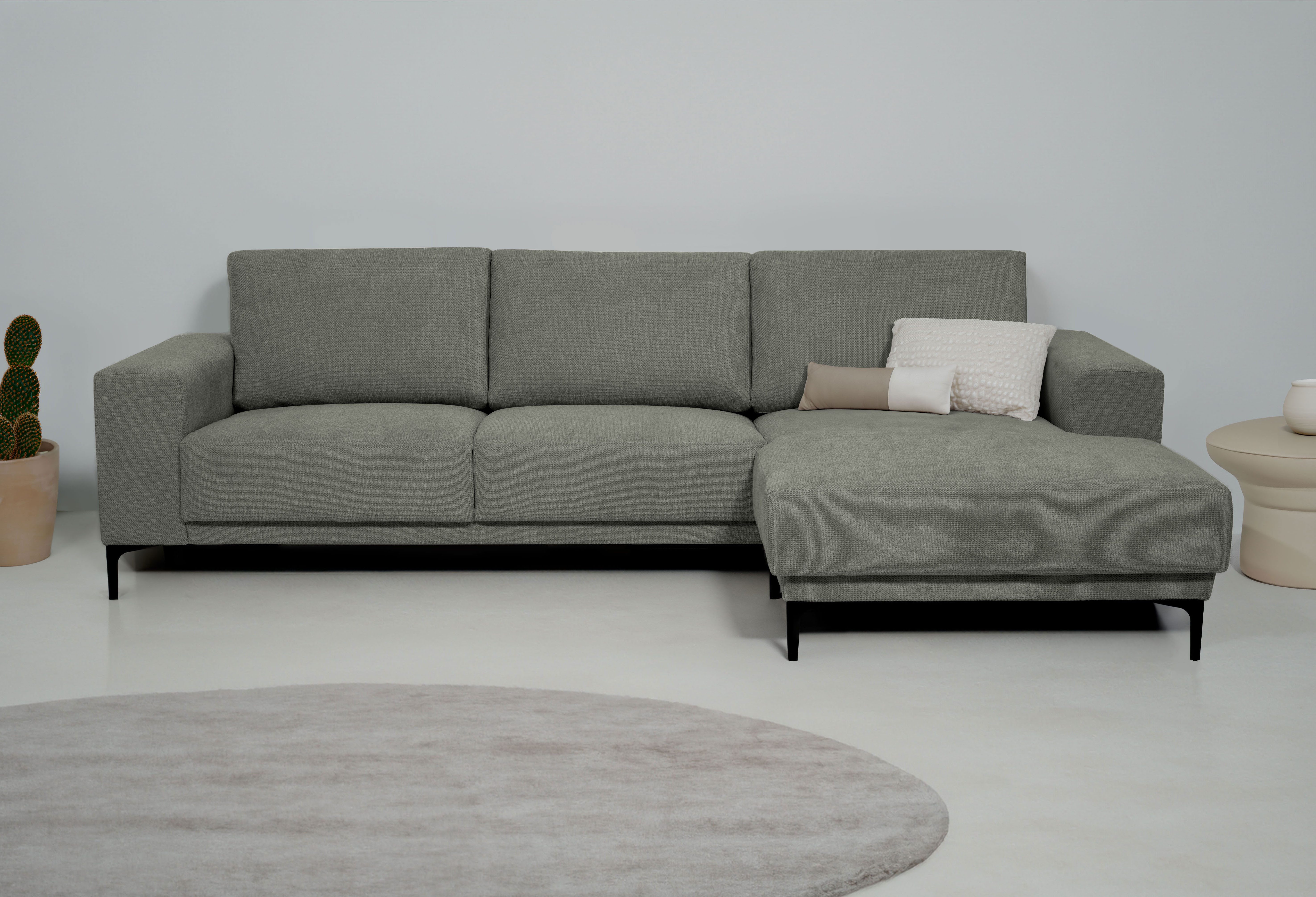 Places of Style Hoekbank Xander, L-model, Breedte 280 cm, soft-touch chenille, zwarte metalen voeten groen, hoekbanken, 280 cm