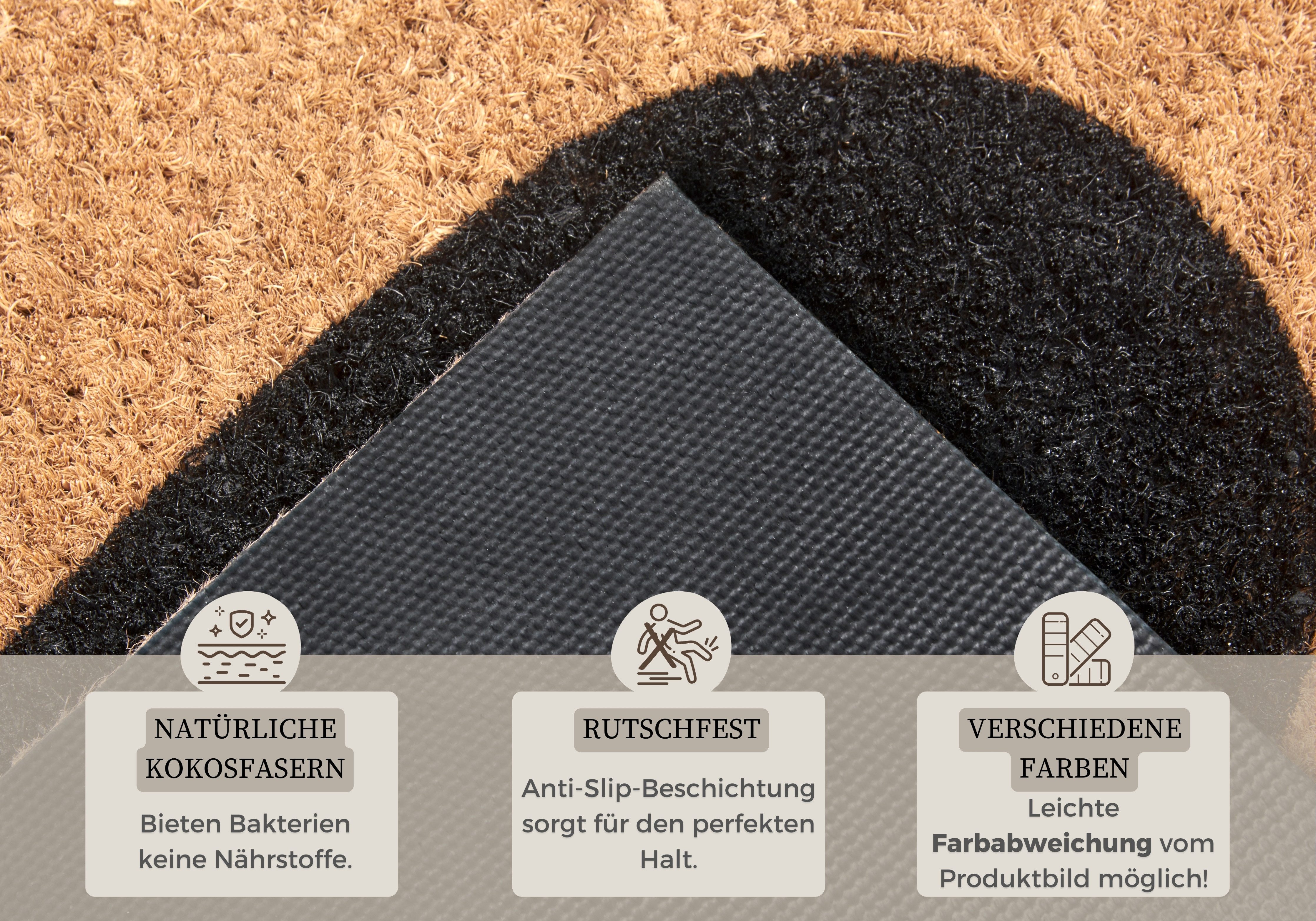 HANSE Home Mat Mix Mats Kokos Heart, deurmat Kokos, vuilopvangmat, outdoor, antislip, binnen, kokosmat, gang