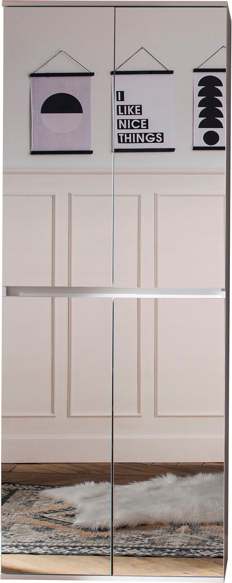 INOSIGN Halmeubelset Malcesine 3 multifunctionele kasten met spiegelglasfronten - (b/d/h) 222/34/191 cm (3-delig)
