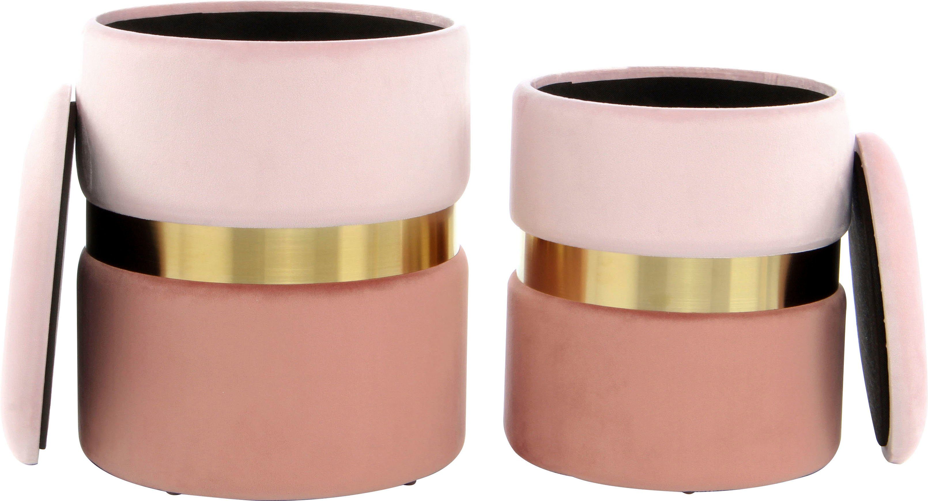 Kayoom Hocker met bergruimte Kruk Zora 125 2-delige set, fluweelzachte stof bekleding, ronde elegante vorm (set, 2 stuks)
