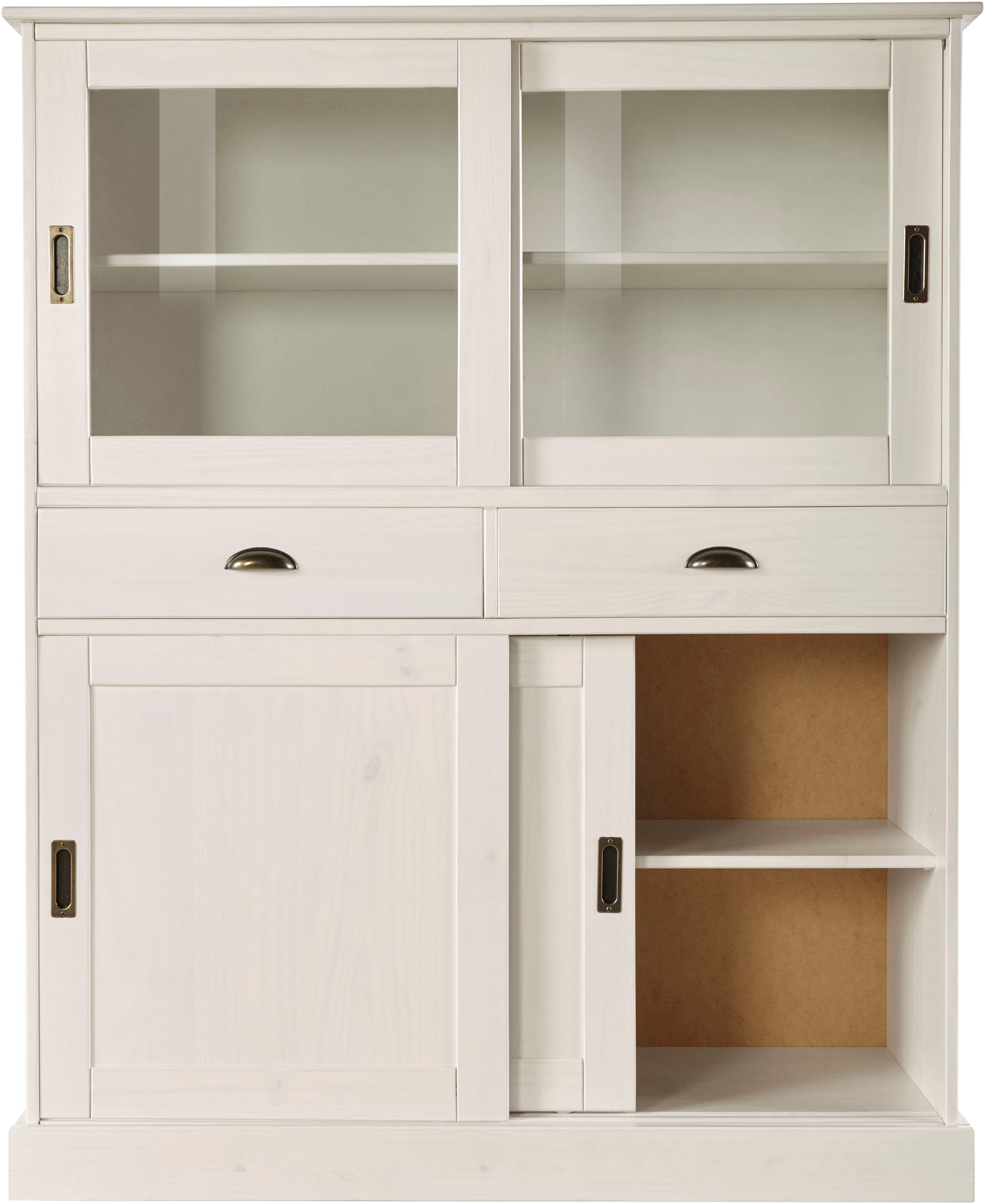 Home affaire Highboard Schröder Vitrine van massief dennenhout, breedte 114 cm
