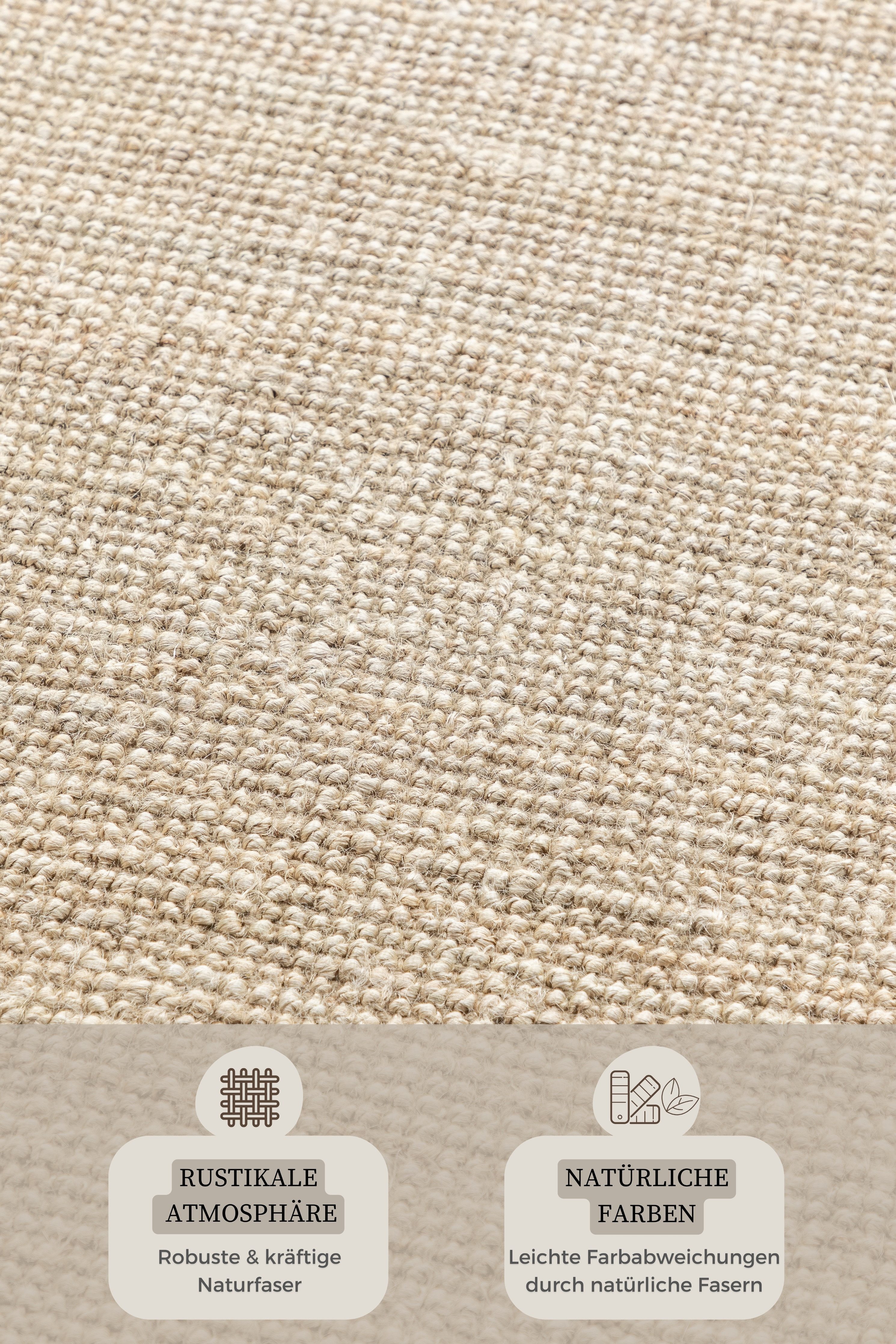 HANSE Home Vloerkleed Jaipur jute tapijt, als loper en rond 100% natuurlijke vezel, duurzaam, woonkamer, eetkamer, slaapkamer, grs