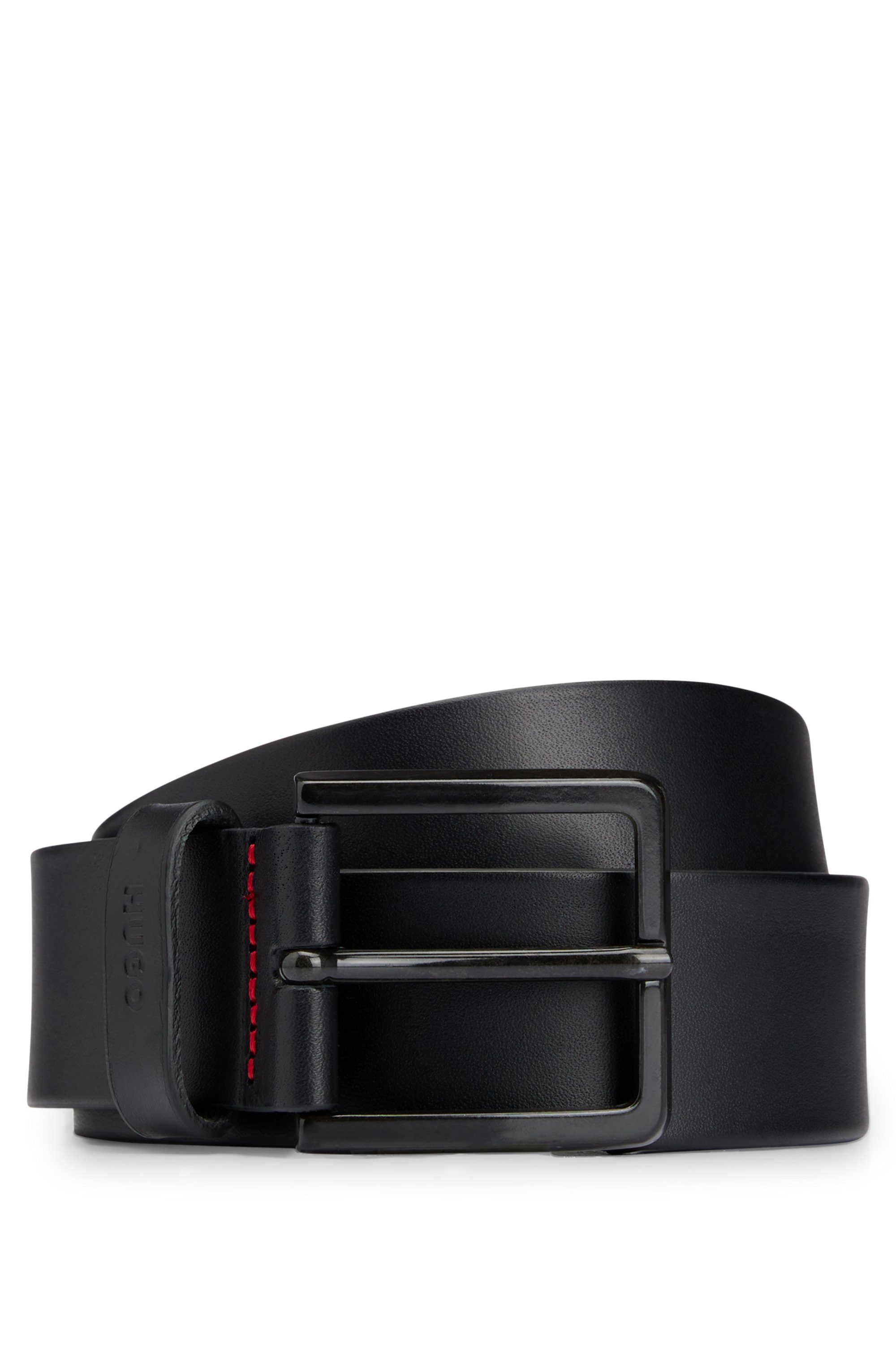 HUGO Leren riem Gionio van italiaans leer met logo-embossing op de lus