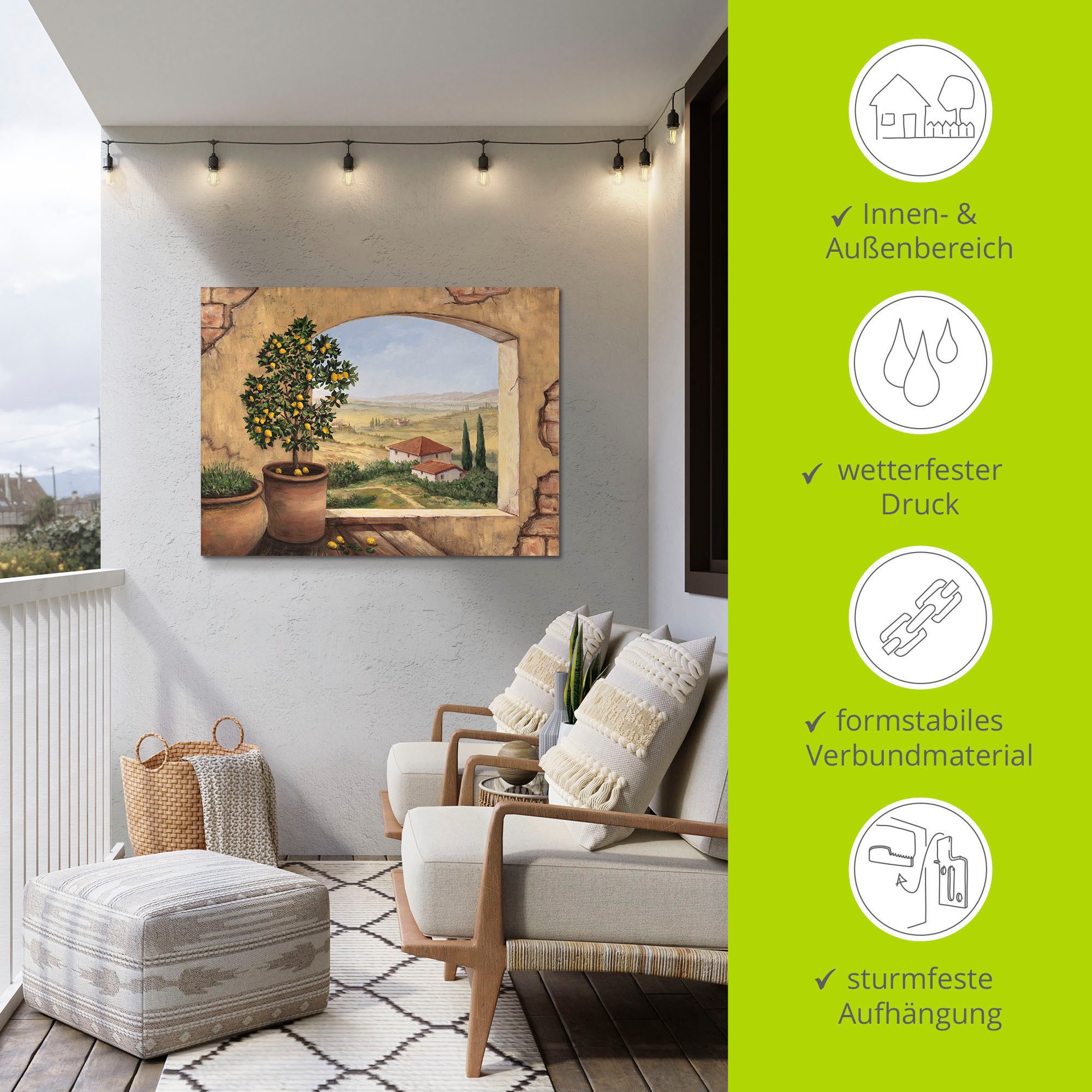 Artland Artprint Raam in Toscane als artprint van aluminium, artprint voor buiten, artprint op linnen, poster, muursticker