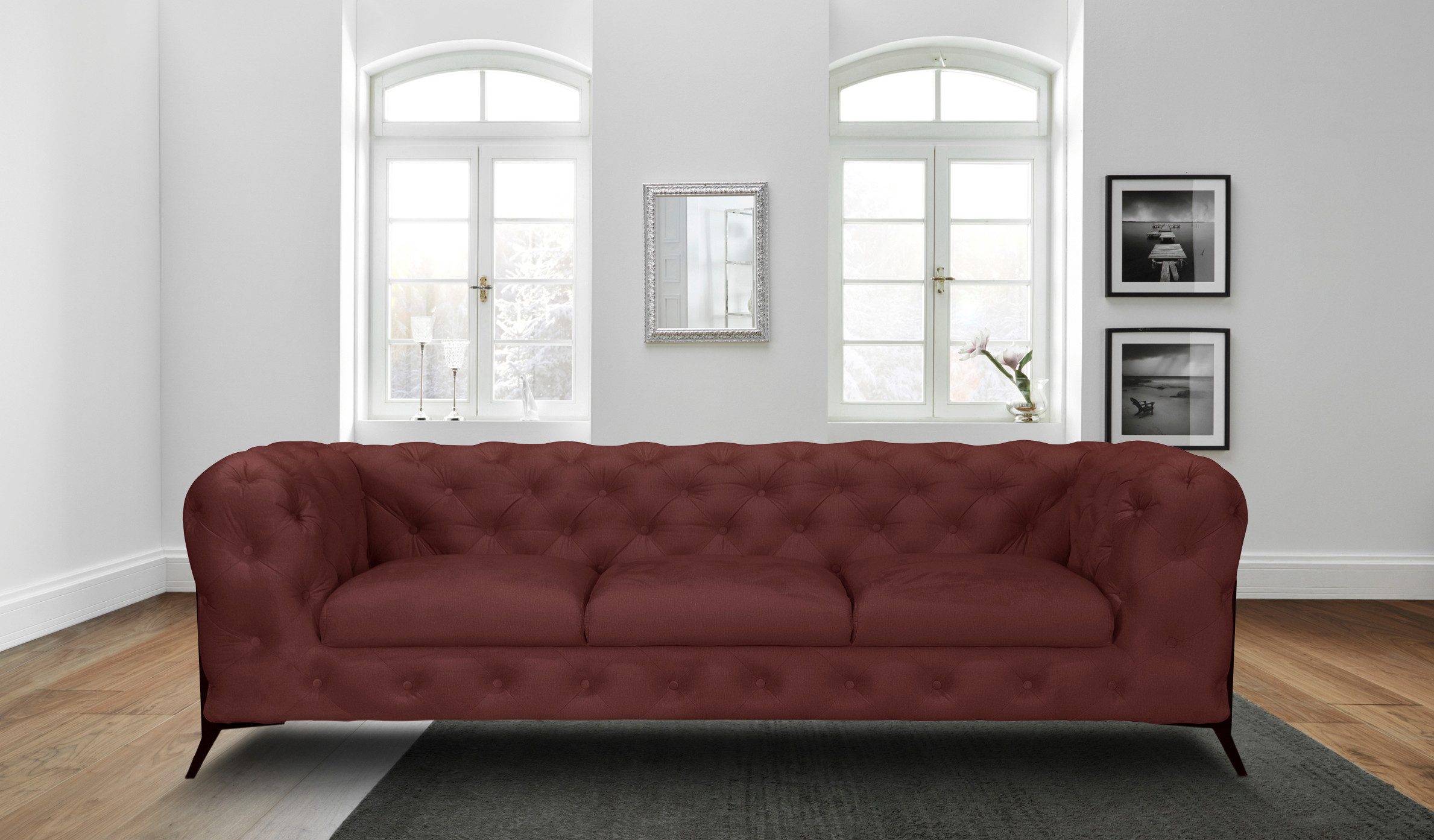 Leonique Chesterfield-bank Amaury luxueuze capitonnage, moderne chesterfield look, kleur van de poten ter keuze