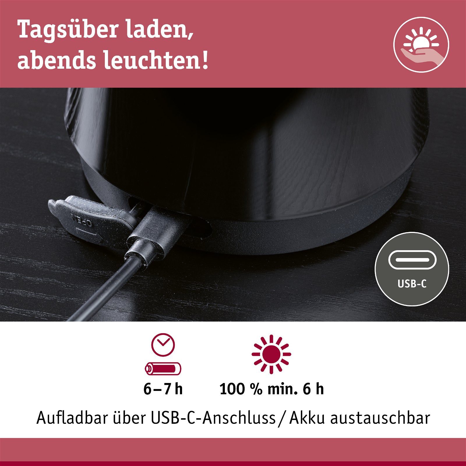 Paulmann Led-tafellamp voor buiten Acculamp Onzo dimbaar IP44 (1 stuk)