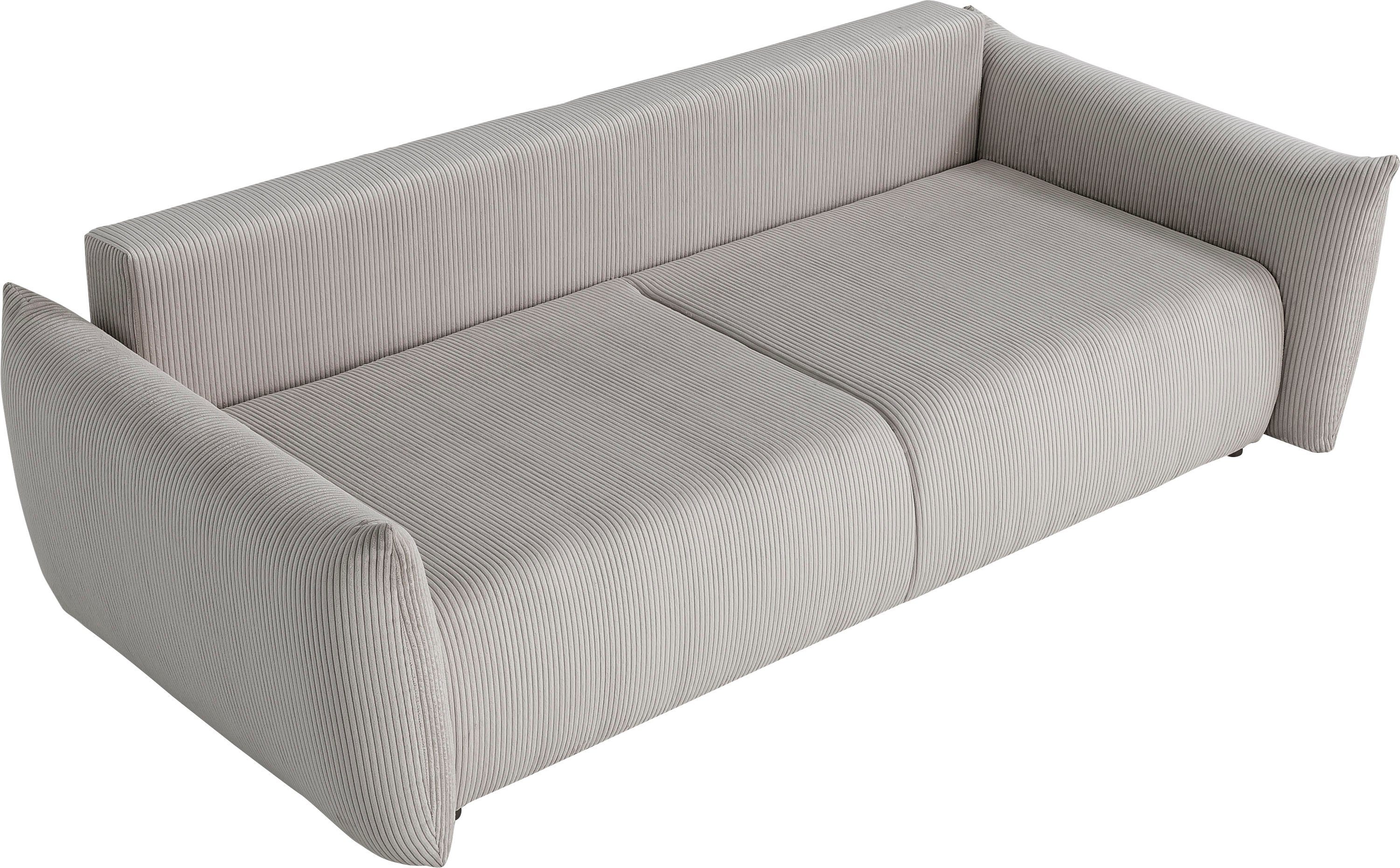 INOSIGN 3-zitsbank MAVAS slaapbank met bedlade ca. 240/108 cm (ligoppervlak 212/145 cm), ribfluweel, chenille, structuur