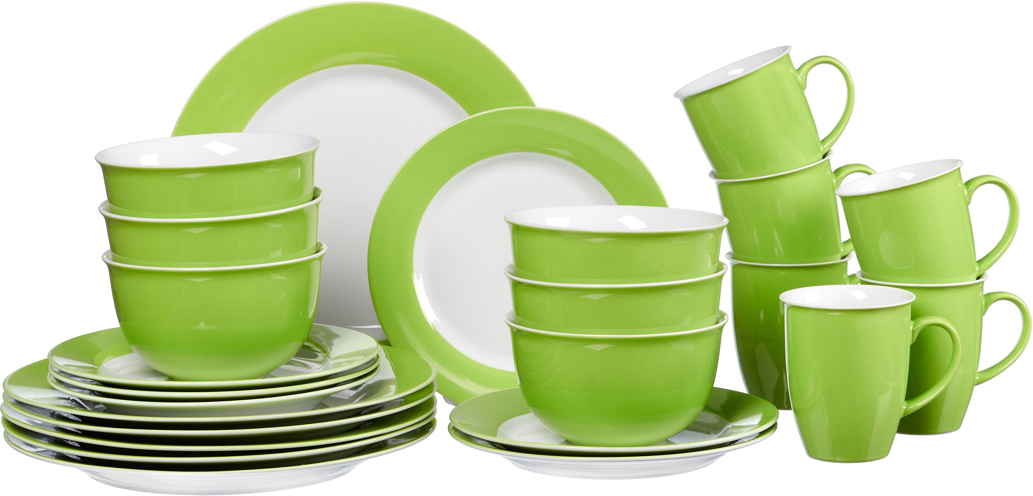 Ritzenhoff & Breker Combi-servies Serviesset, servies Doppio in aantrekkelijke kleurvarianten, 24 delen, voor 6 personen (set, 24-delig)
